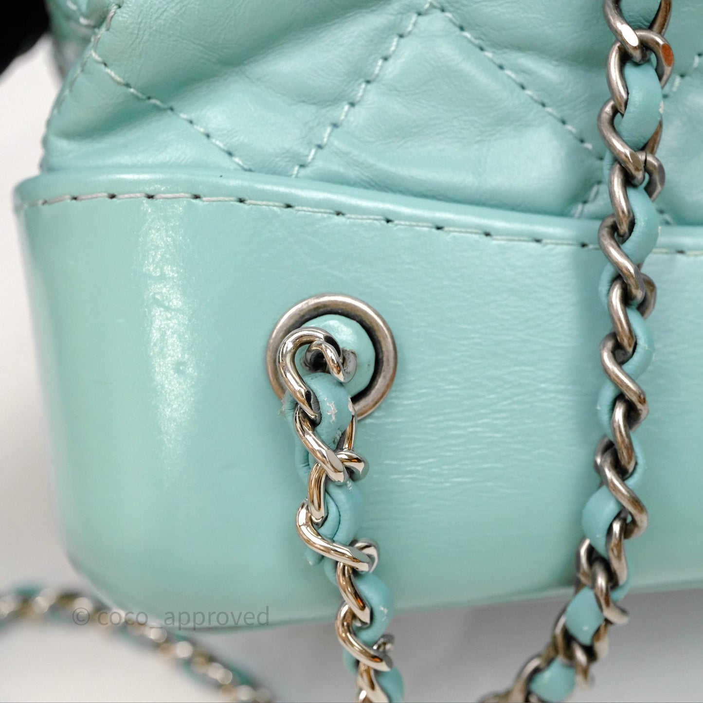 Chanel Small Gabrielle Backpack Tiffany Green Aged Calfskin