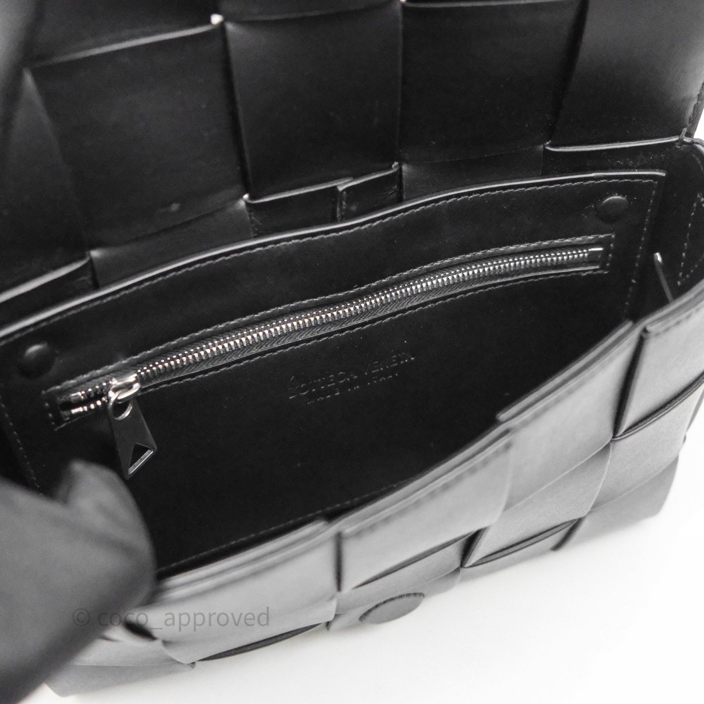 Bottega Veneta Cassette Shoulder Bag Intrecciato Black