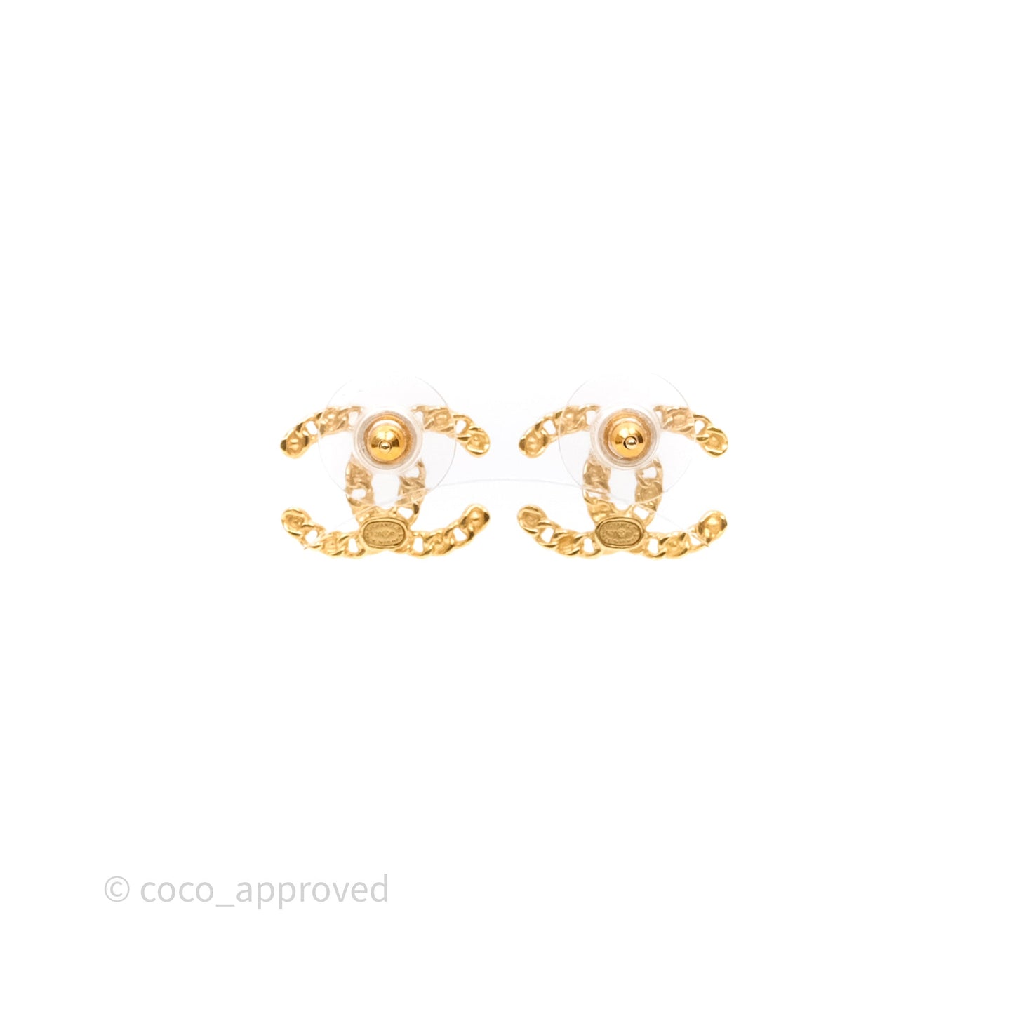 Chanel CC Black Crystal Stud Earrings Gold Tone 20P