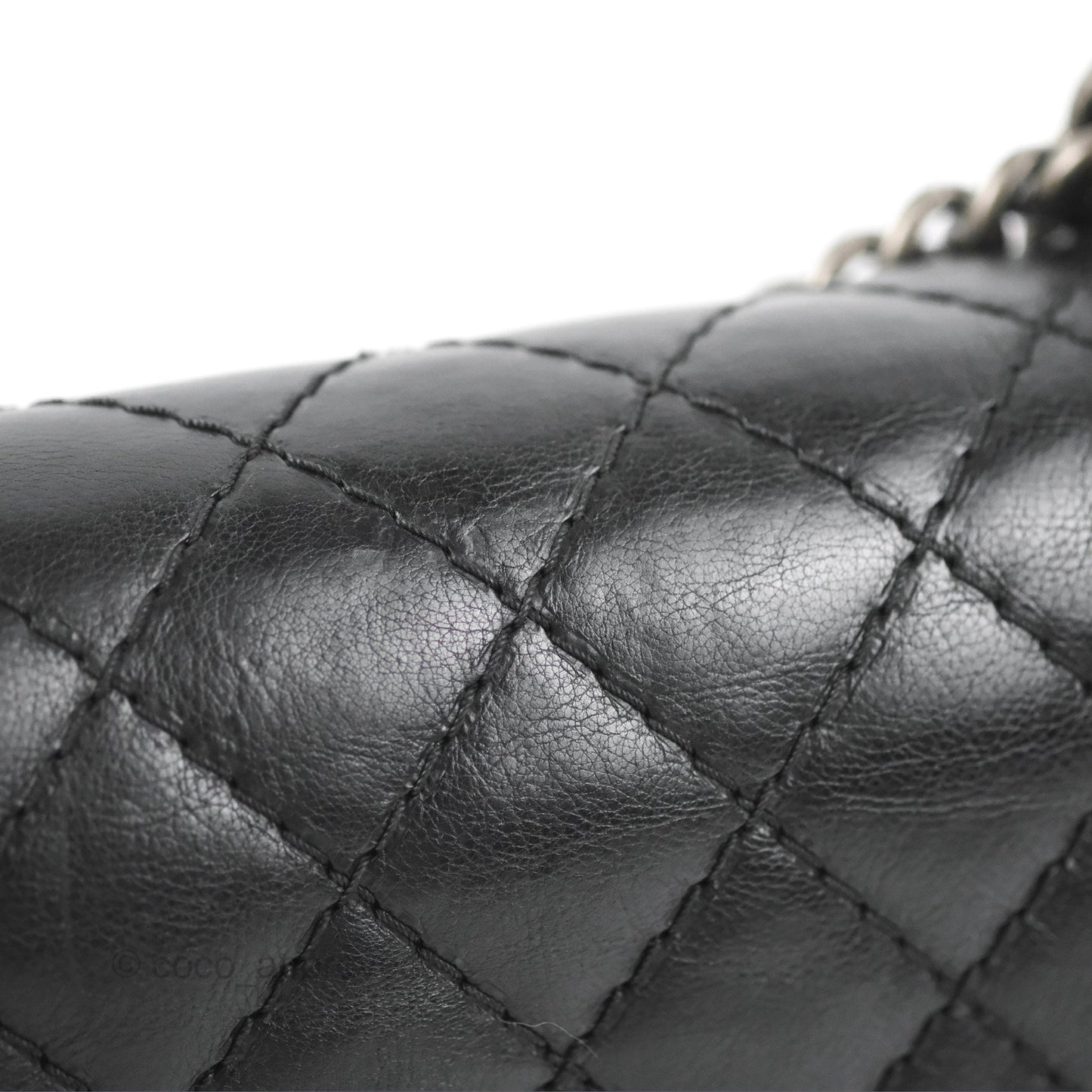 Chanel Quilted New Medium Boy Black Calfskin Ruthenium Hardware