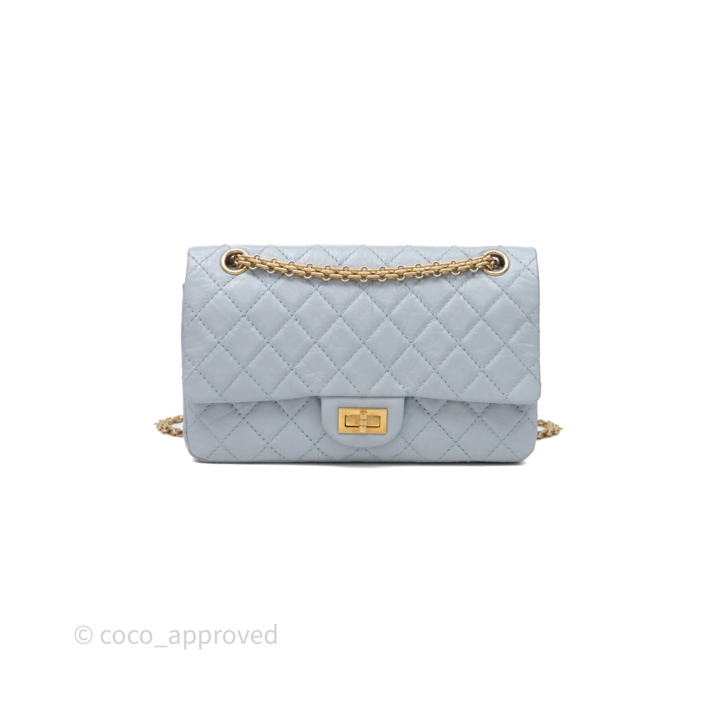 Chanel Reissue 225 Quilted Grey Blue Calfskin Aged Gold Hardware