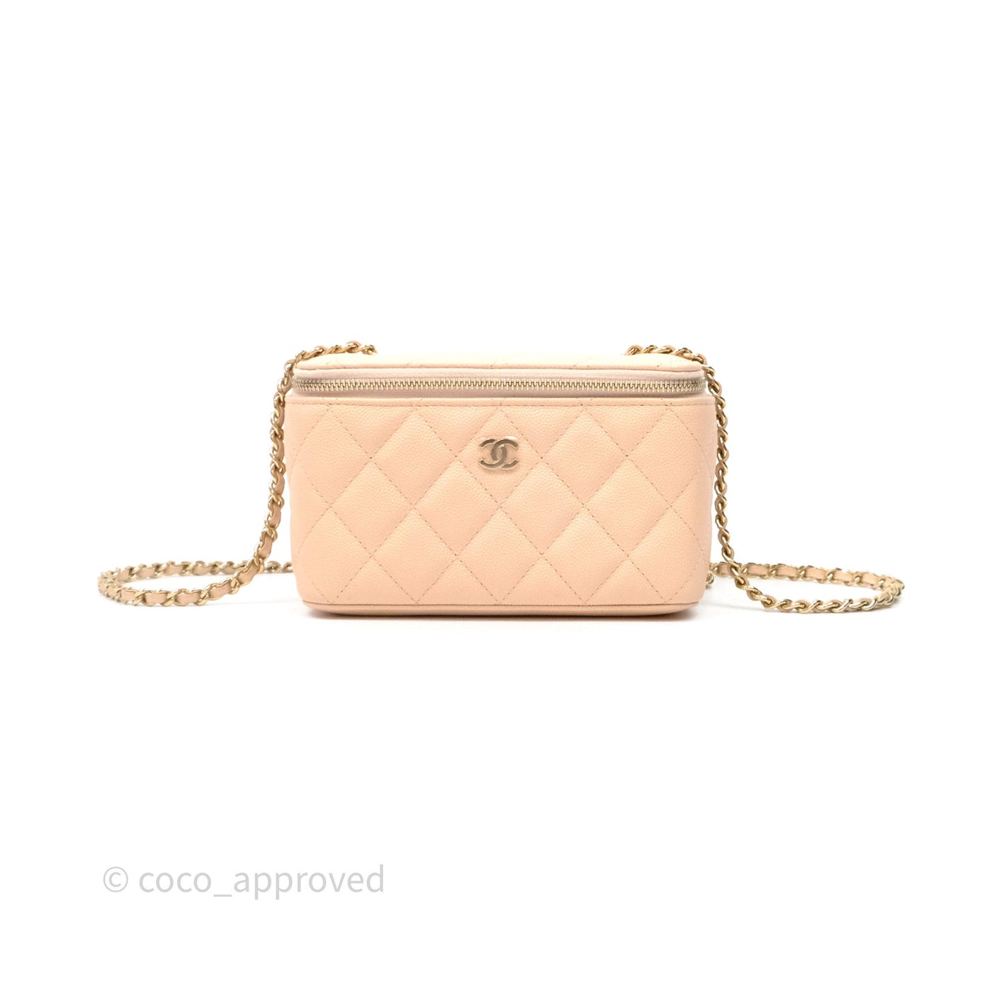 Chanel Vanity With Classic Chain Light Beige Caviar Gold Hardware