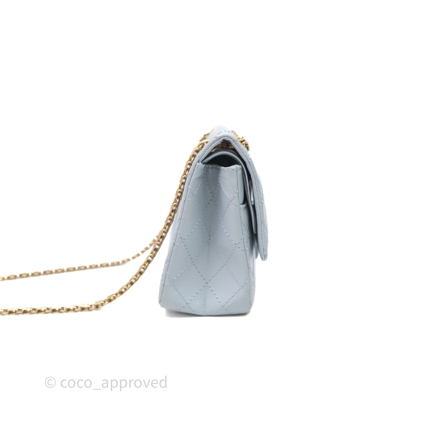 Chanel Reissue 225 Quilted Grey Blue Calfskin Aged Gold Hardware