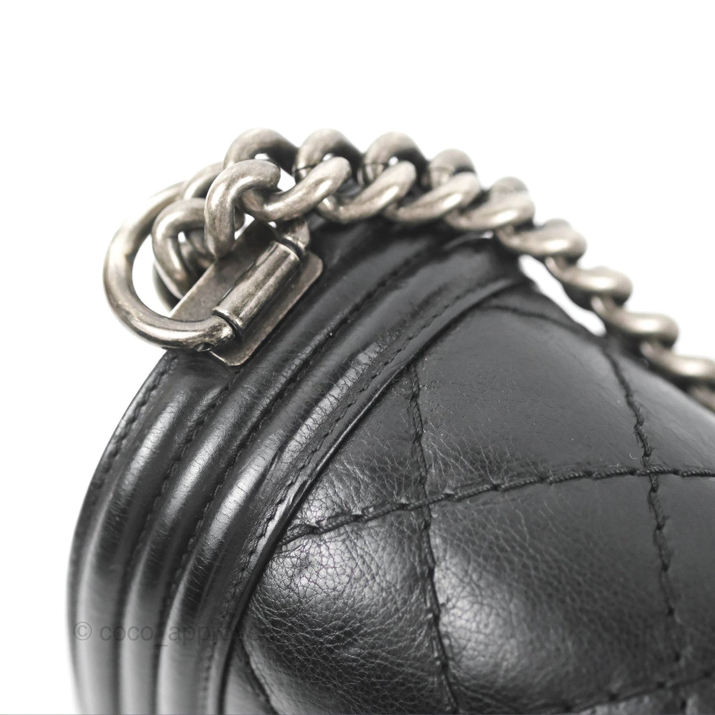 Chanel Quilted New Medium Boy Black Calfskin Ruthenium Hardware