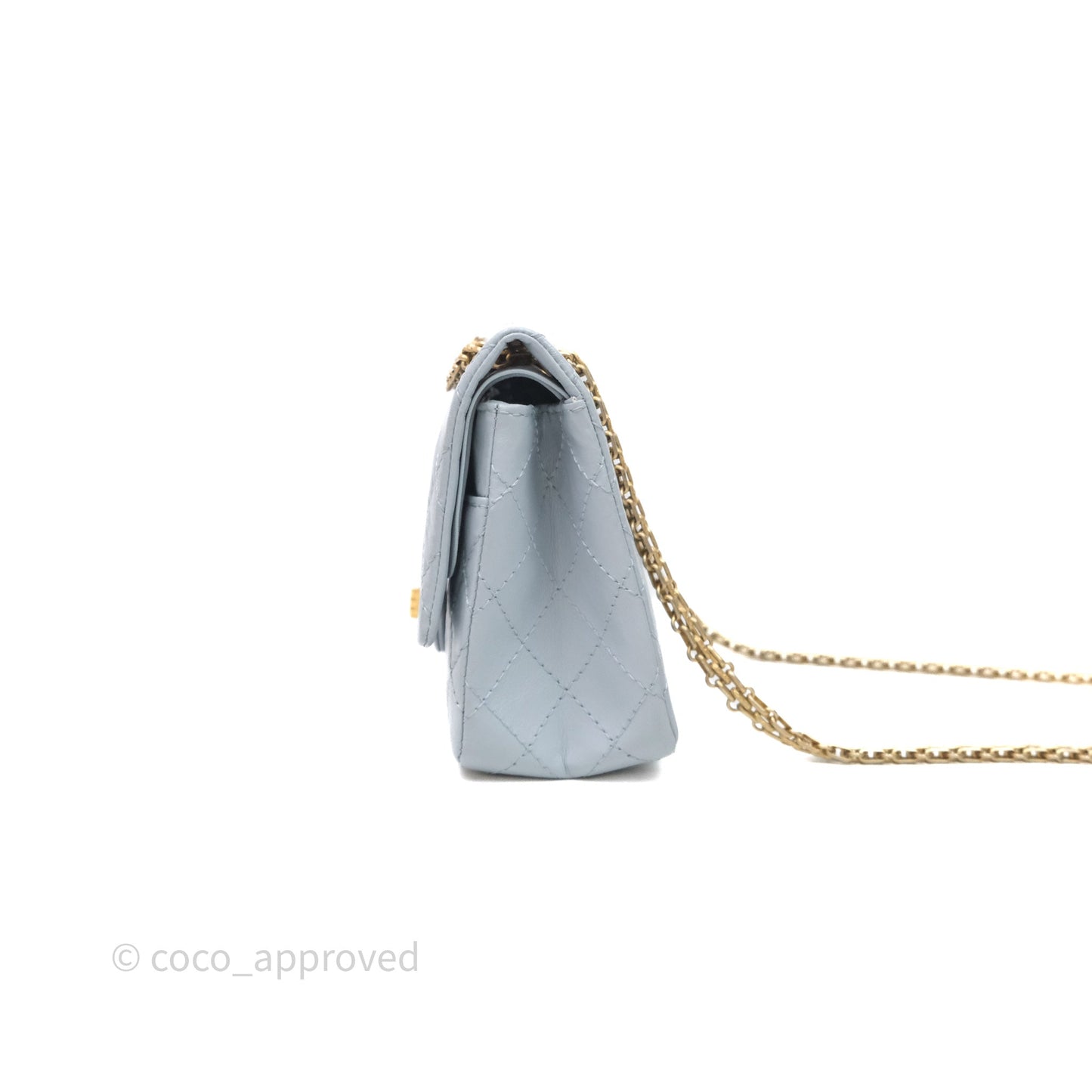 Chanel Reissue 225 Quilted Grey Blue Calfskin Aged Gold Hardware