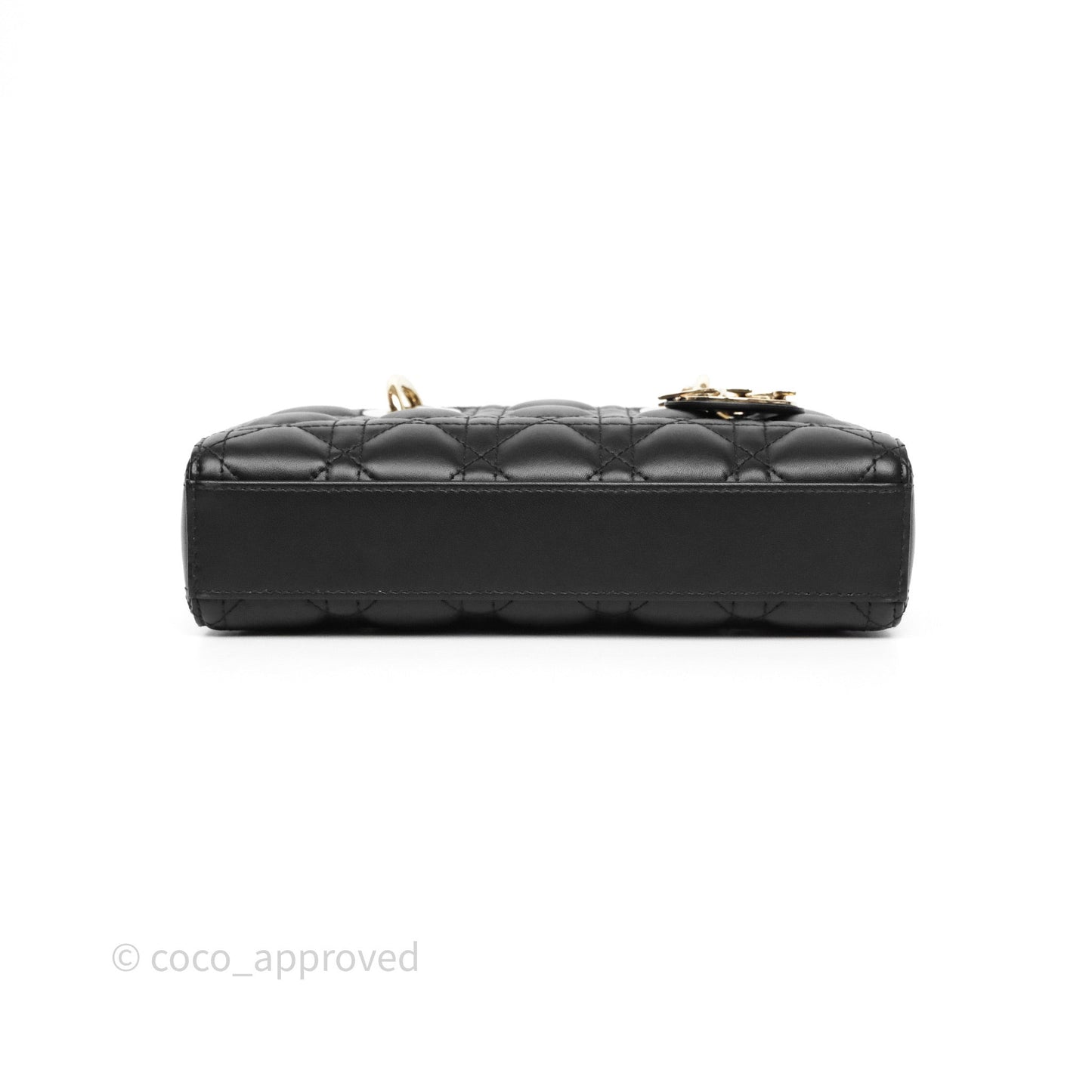 Christian Dior Small Lady D-Joy Bag Black Lambskin Cannage Gold Hardware