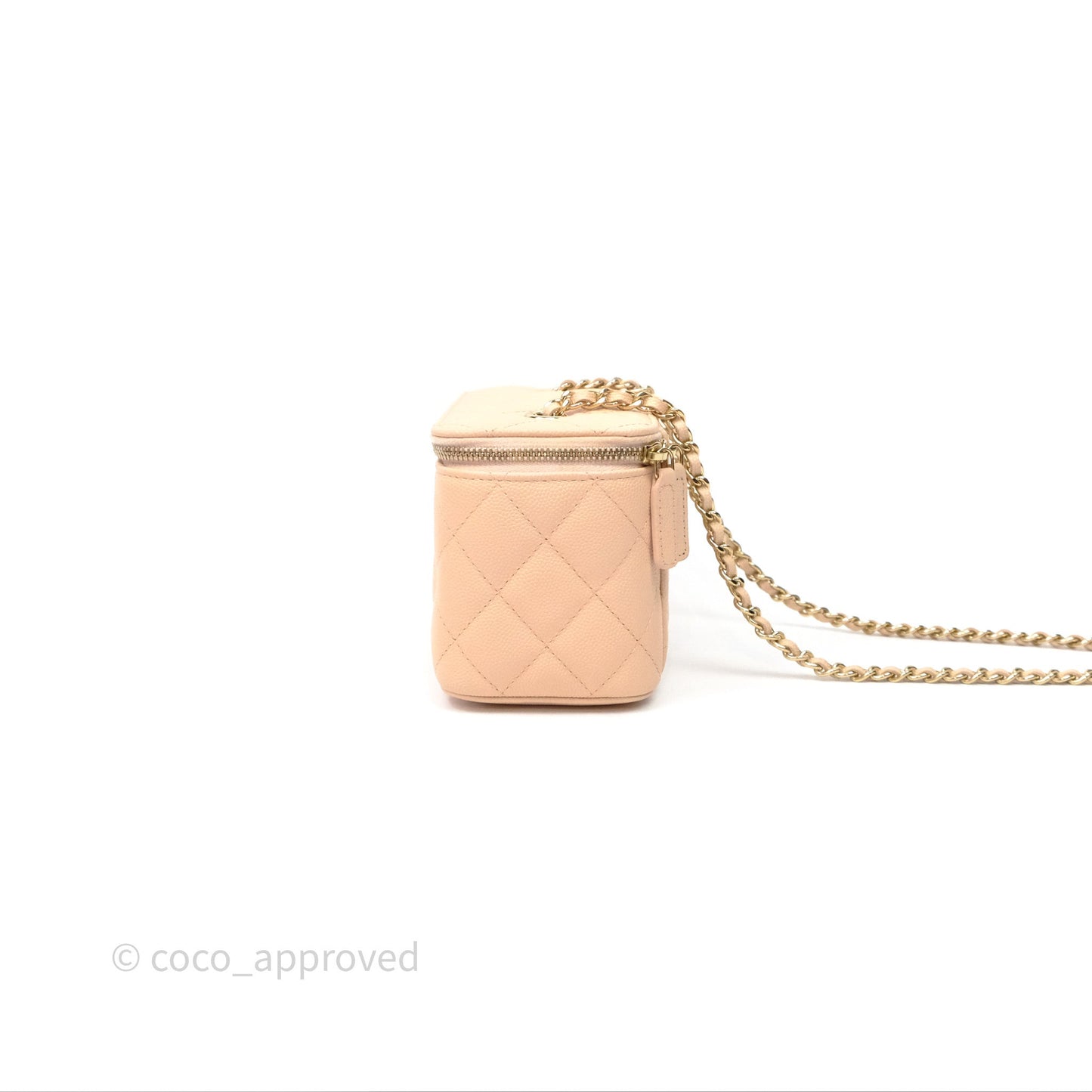 Chanel Vanity With Classic Chain Light Beige Caviar Gold Hardware