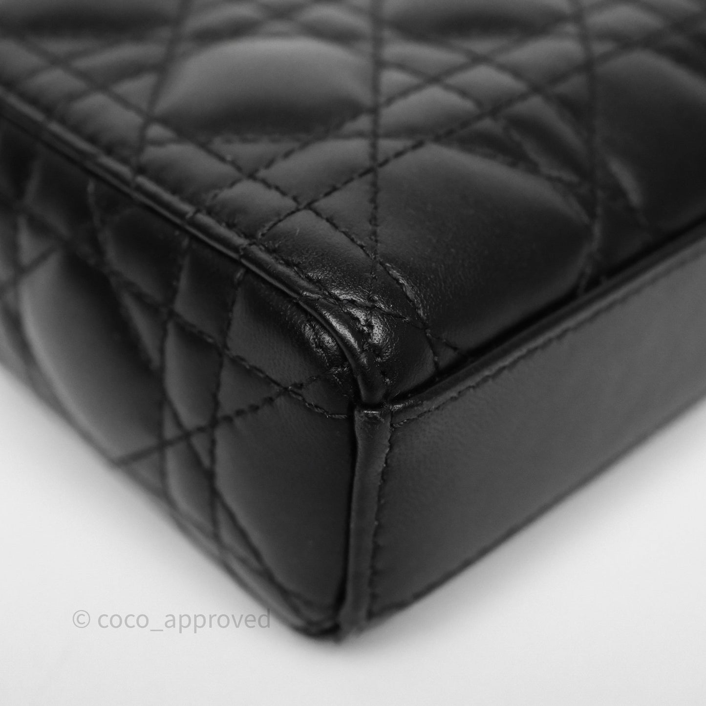 Christian Dior Small Lady D-Joy Bag Black Lambskin Cannage Gold Hardware