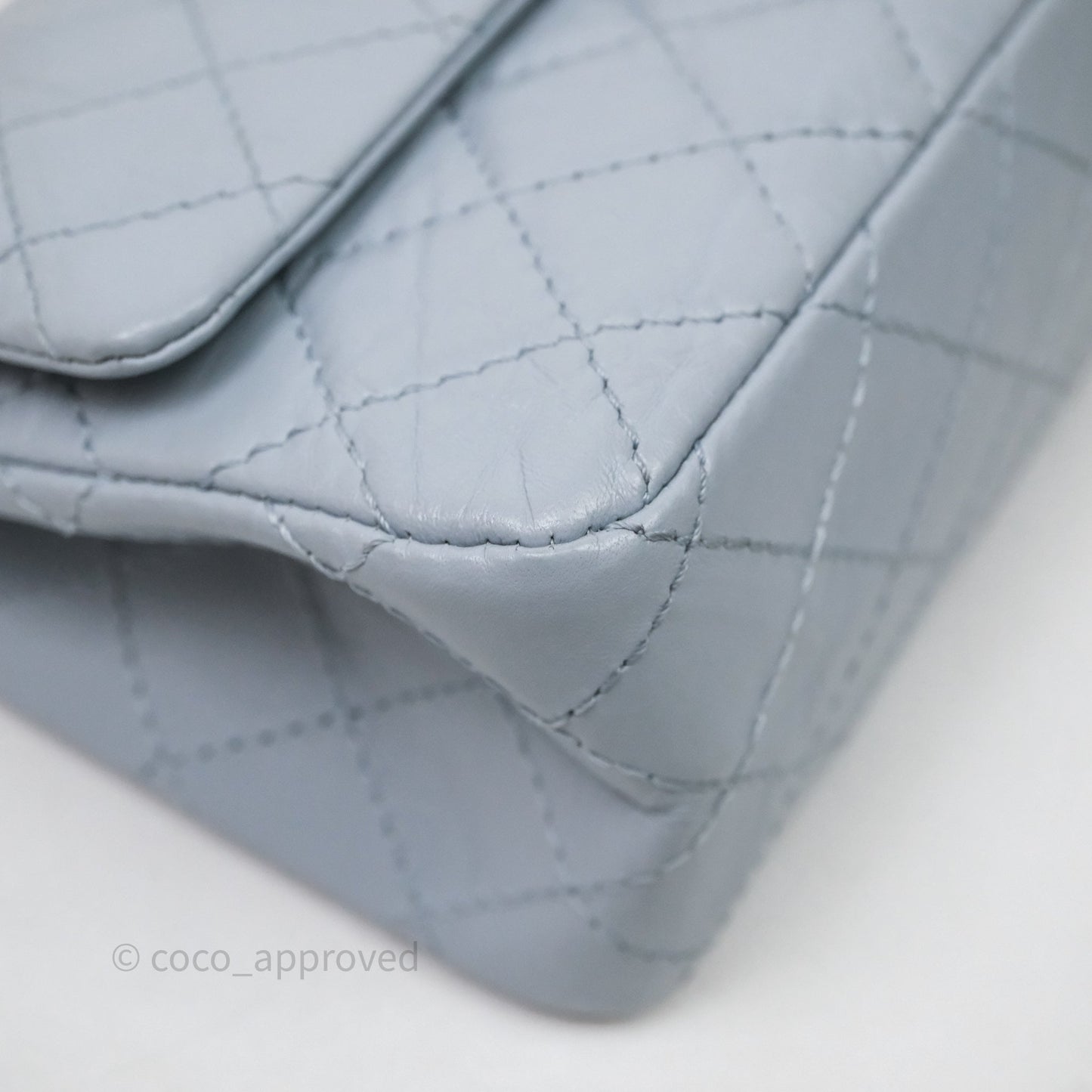 Chanel Reissue 225 Quilted Grey Blue Calfskin Aged Gold Hardware