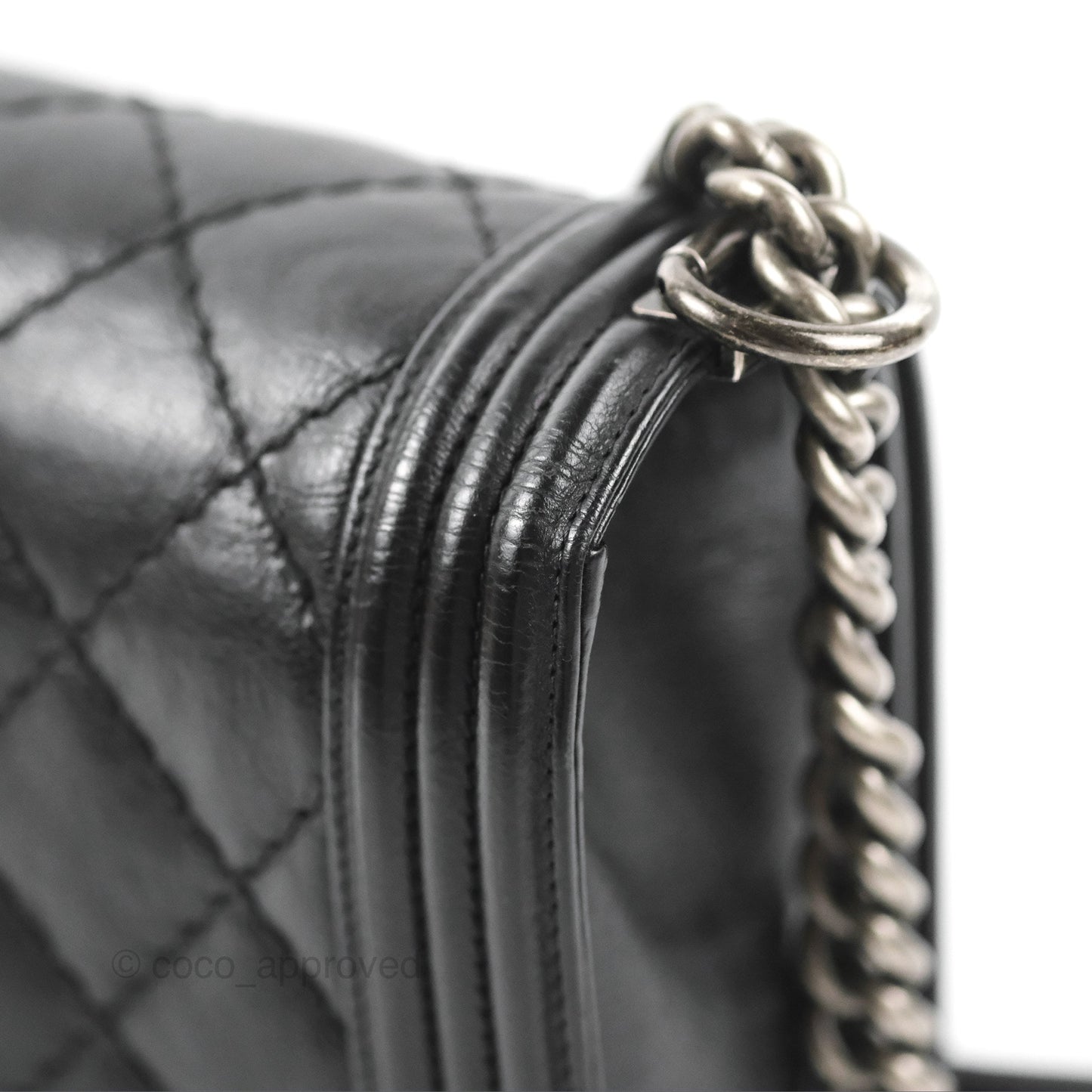 Chanel Quilted New Medium Boy Black Calfskin Ruthenium Hardware