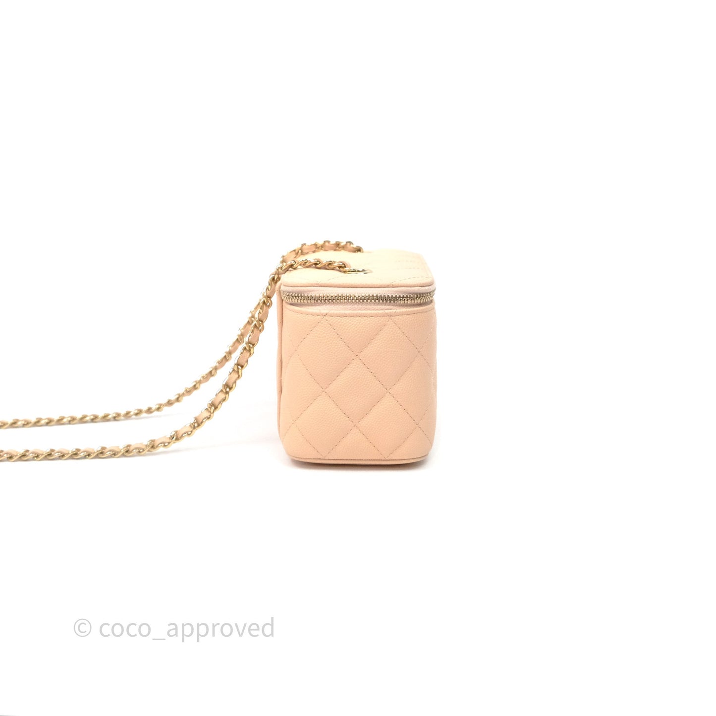 Chanel Vanity With Classic Chain Light Beige Caviar Gold Hardware