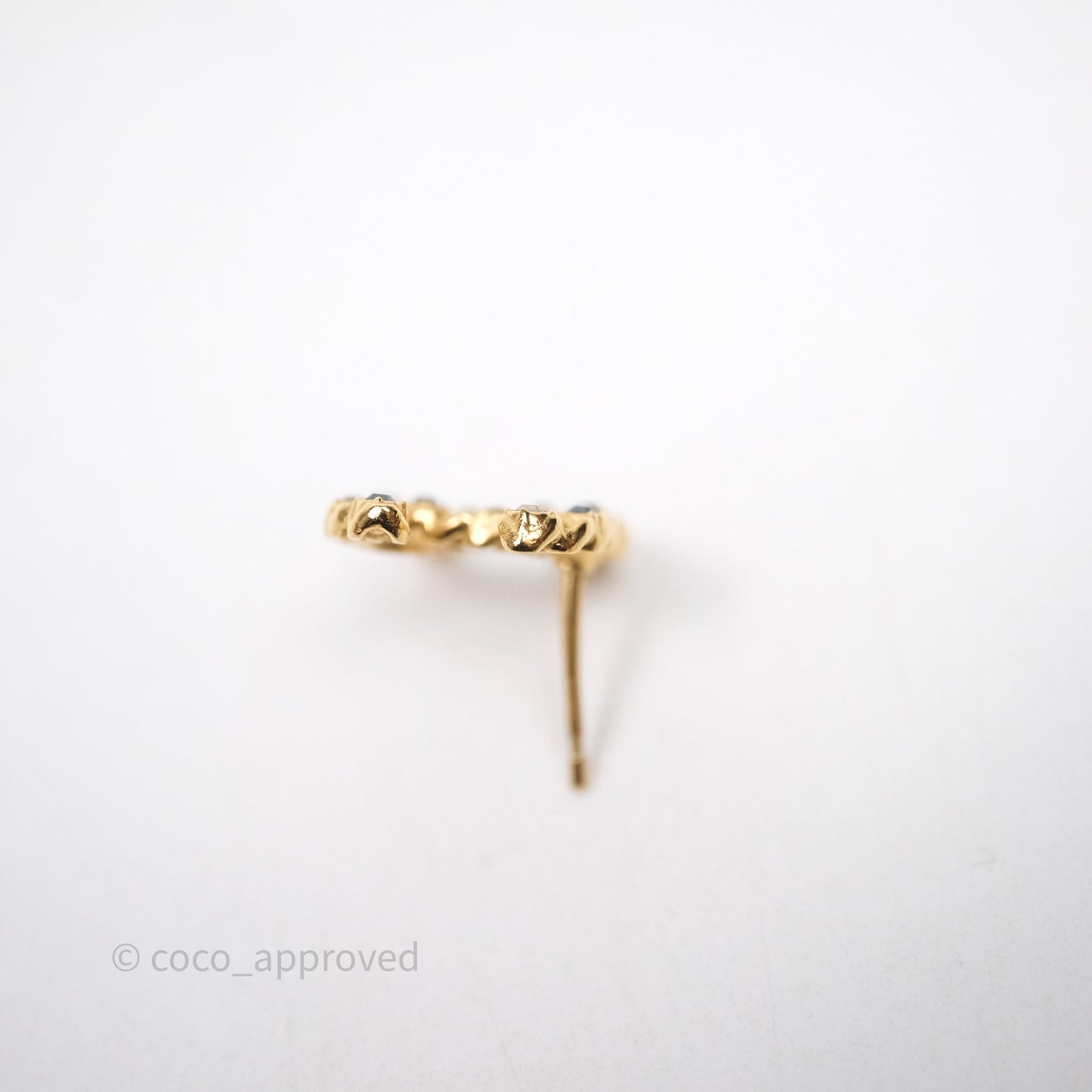 Chanel CC Black Crystal Stud Earrings Gold Tone 20P