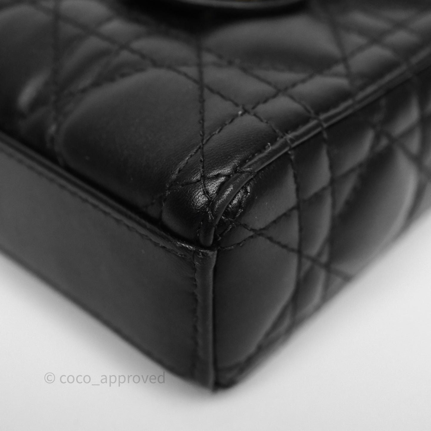 Christian Dior Small Lady D-Joy Bag Black Lambskin Cannage Gold Hardware