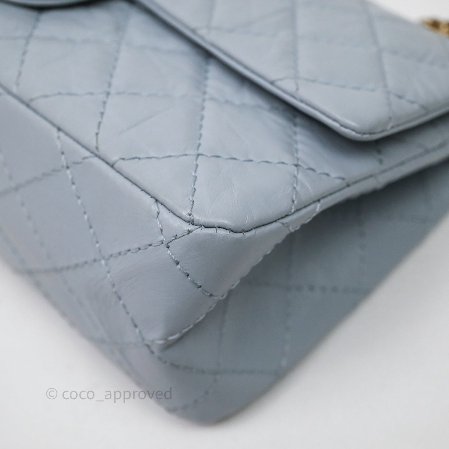 Chanel Reissue 225 Quilted Grey Blue Calfskin Aged Gold Hardware