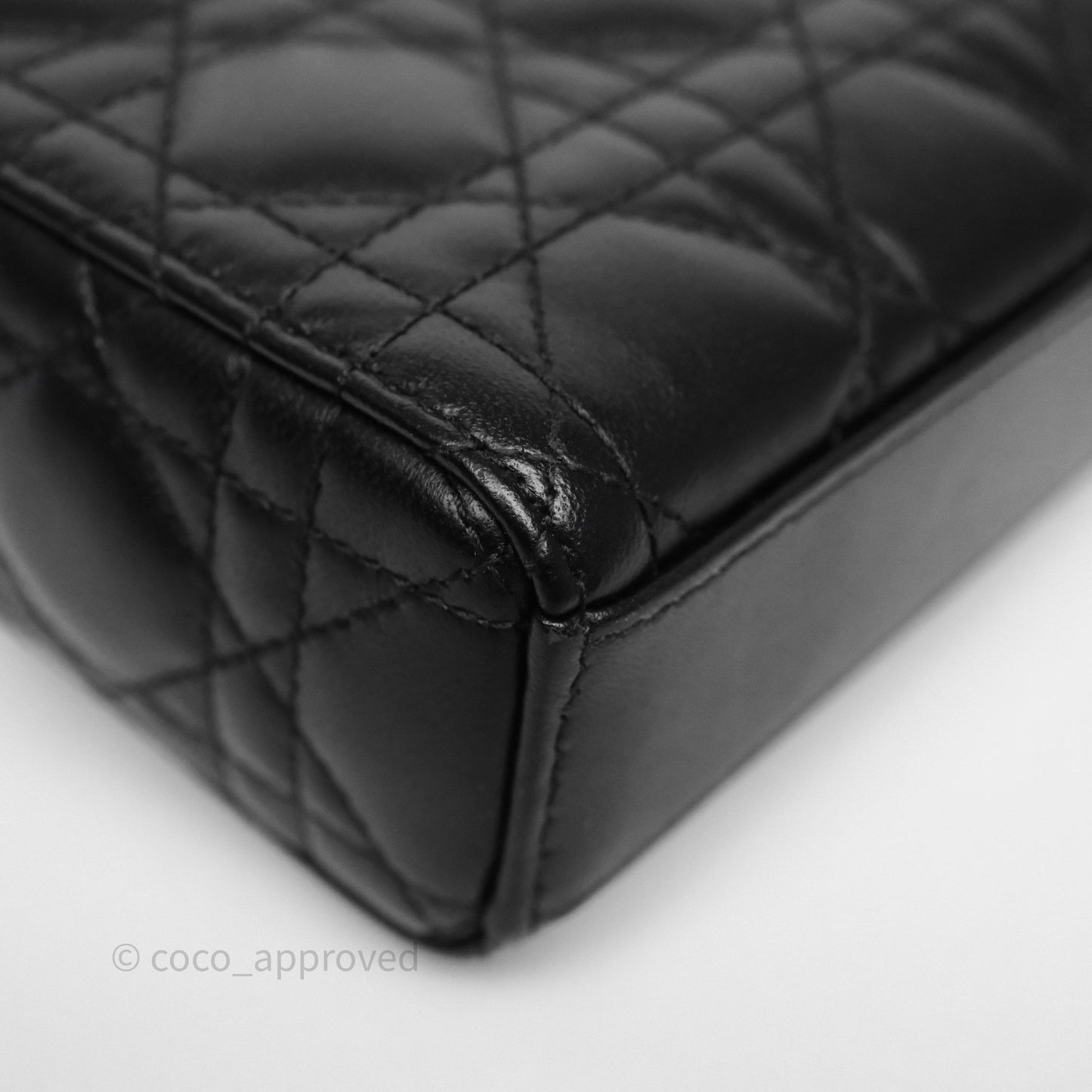 Christian Dior Small Lady D-Joy Bag Black Lambskin Cannage Gold Hardware