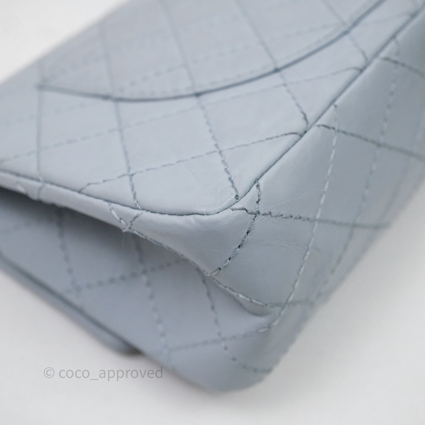 Chanel Reissue 225 Quilted Grey Blue Calfskin Aged Gold Hardware
