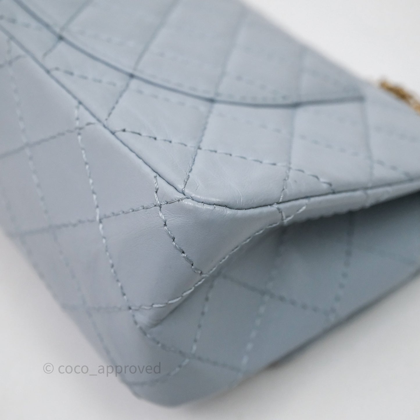 Chanel Reissue 225 Quilted Grey Blue Calfskin Aged Gold Hardware