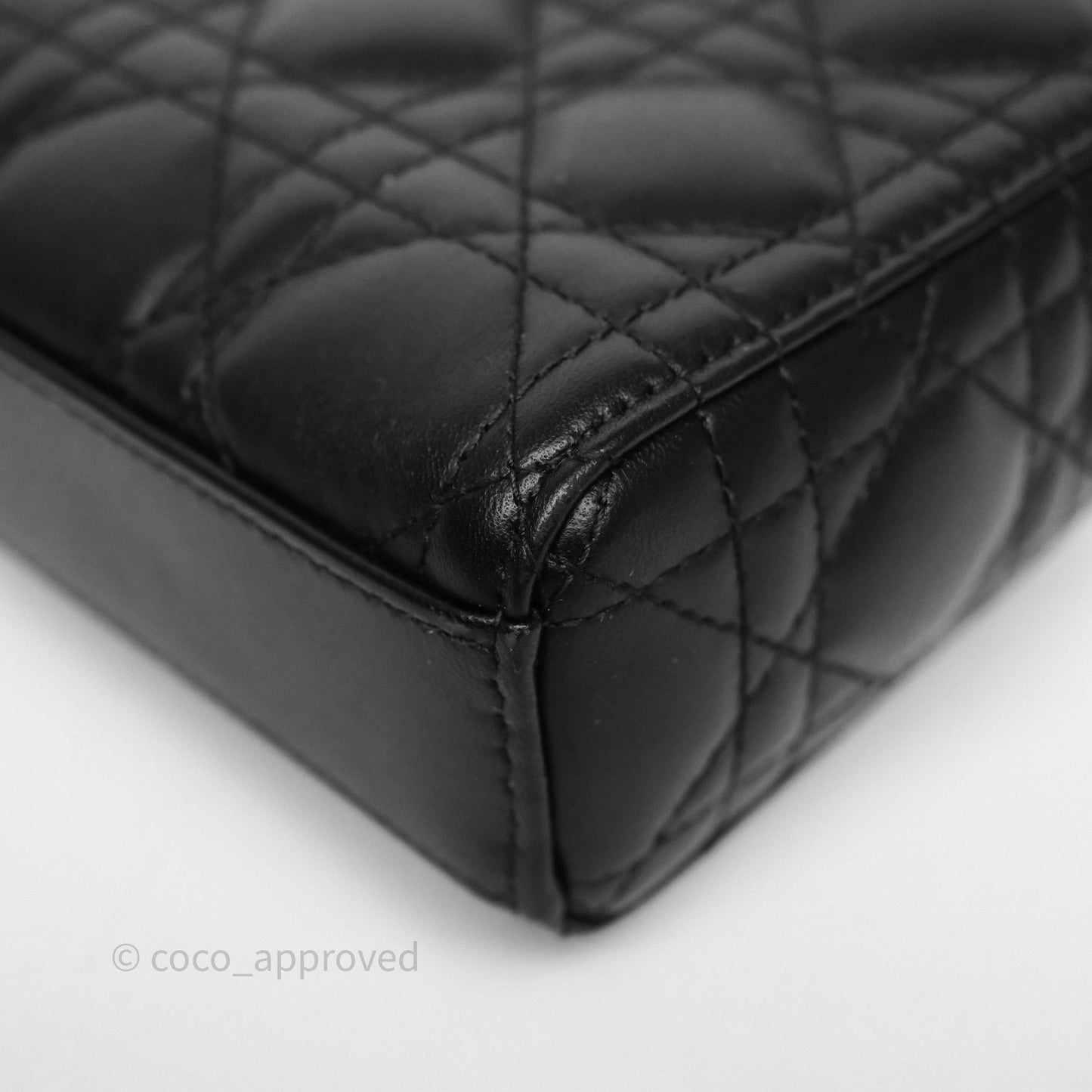 Christian Dior Small Lady D-Joy Bag Black Lambskin Cannage Gold Hardware
