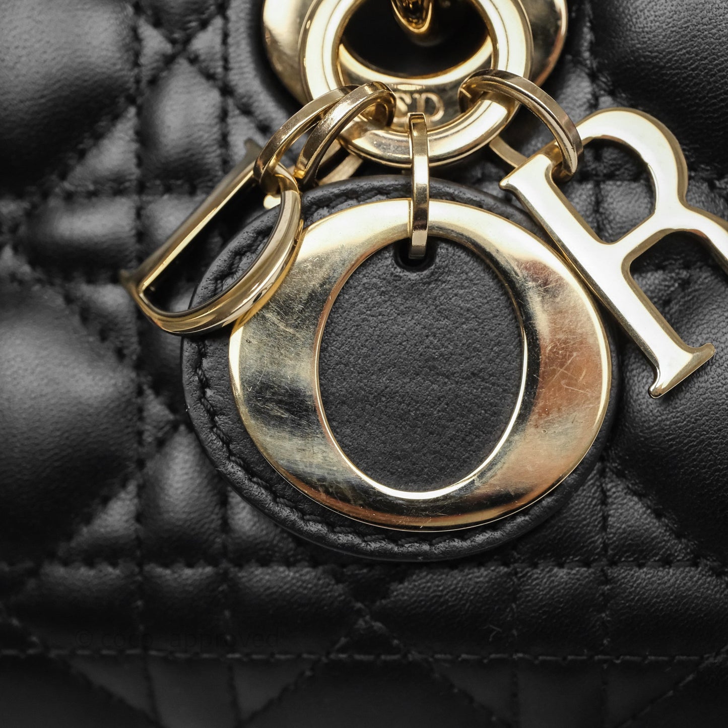 Christian Dior Small Lady D-Joy Bag Black Lambskin Cannage Gold Hardware