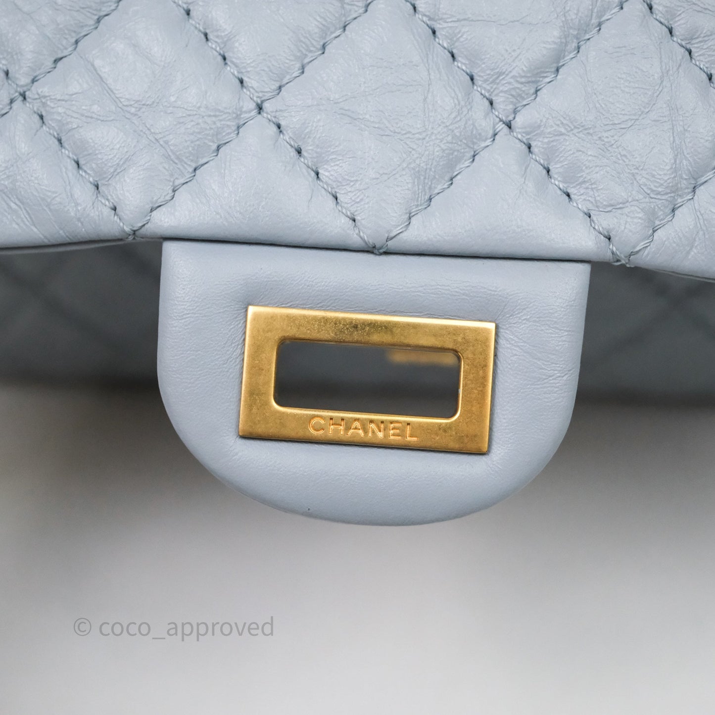 Chanel Reissue 225 Quilted Grey Blue Calfskin Aged Gold Hardware