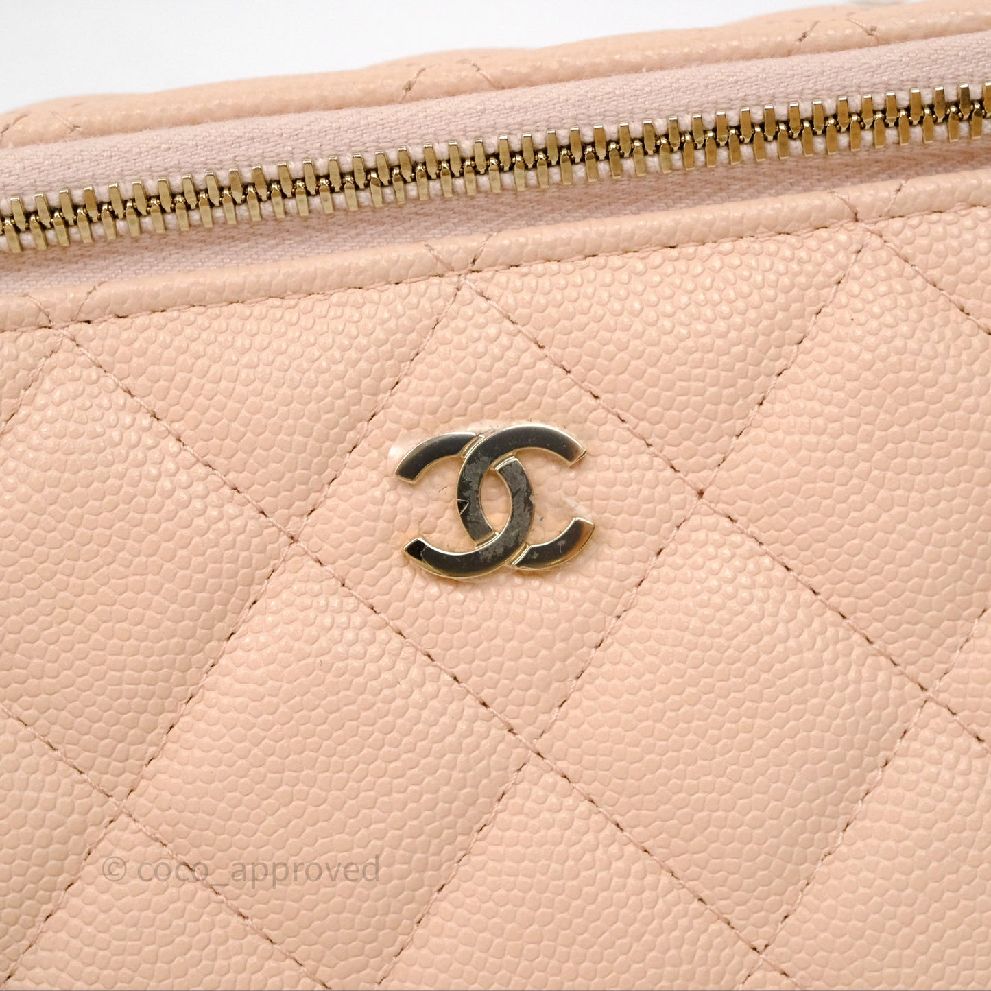 Chanel Vanity With Classic Chain Light Beige Caviar Gold Hardware