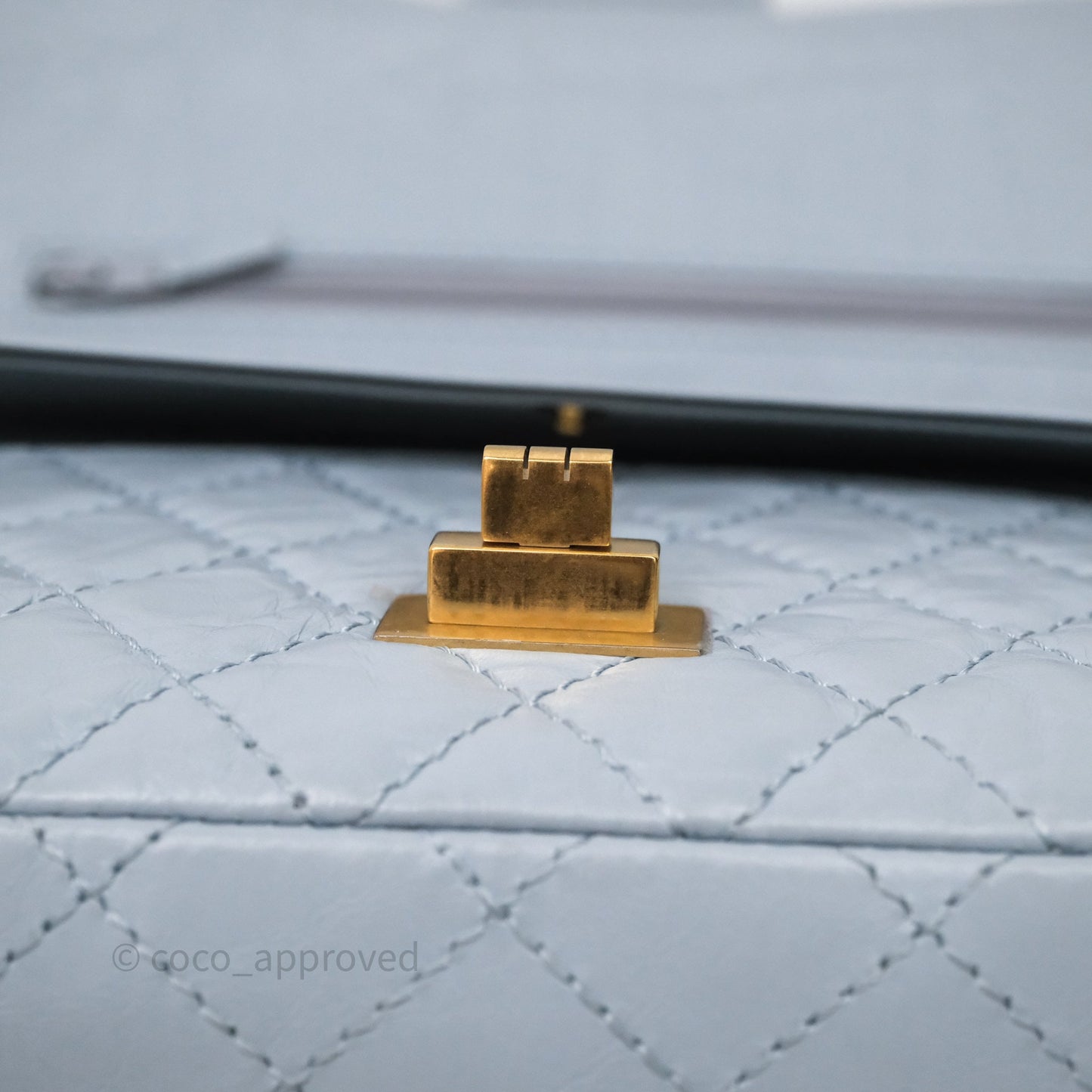 Chanel Reissue 225 Quilted Grey Blue Calfskin Aged Gold Hardware