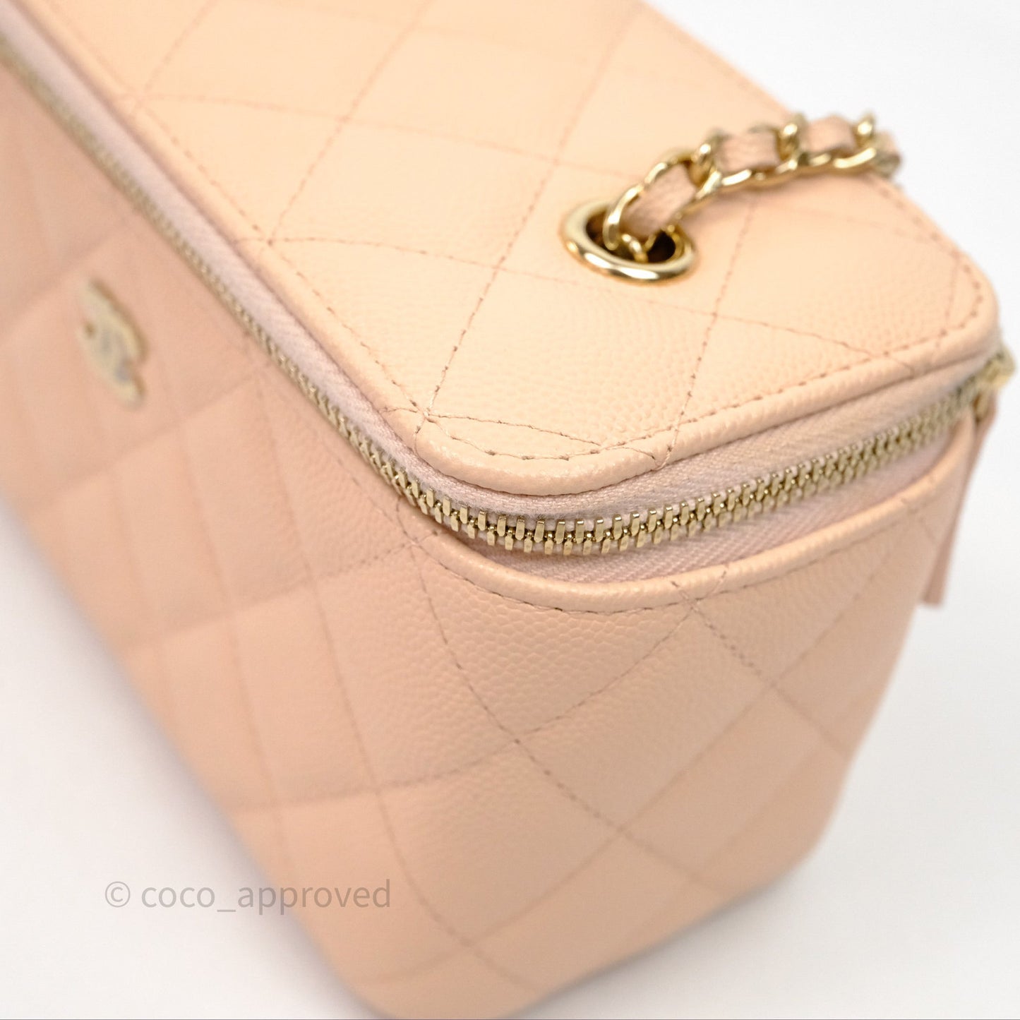 Chanel Vanity With Classic Chain Light Beige Caviar Gold Hardware