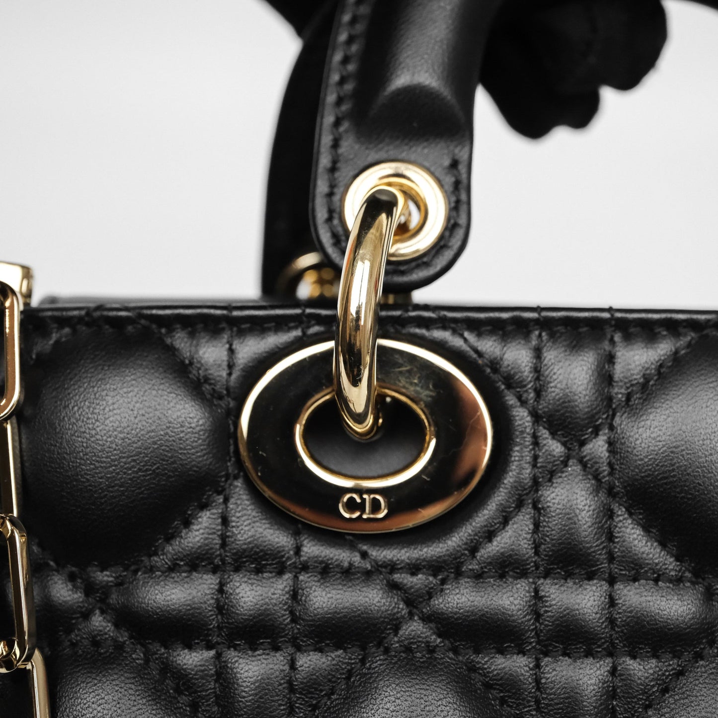 Christian Dior Small Lady D-Joy Bag Black Lambskin Cannage Gold Hardware