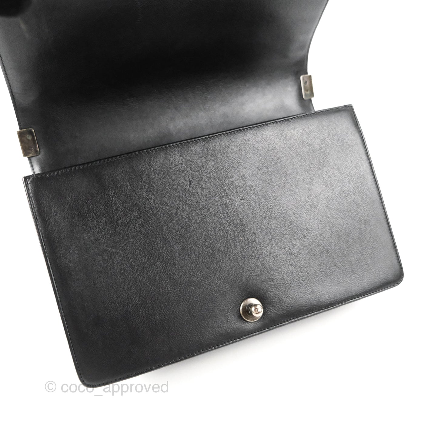 Chanel Quilted New Medium Boy Black Calfskin Ruthenium Hardware