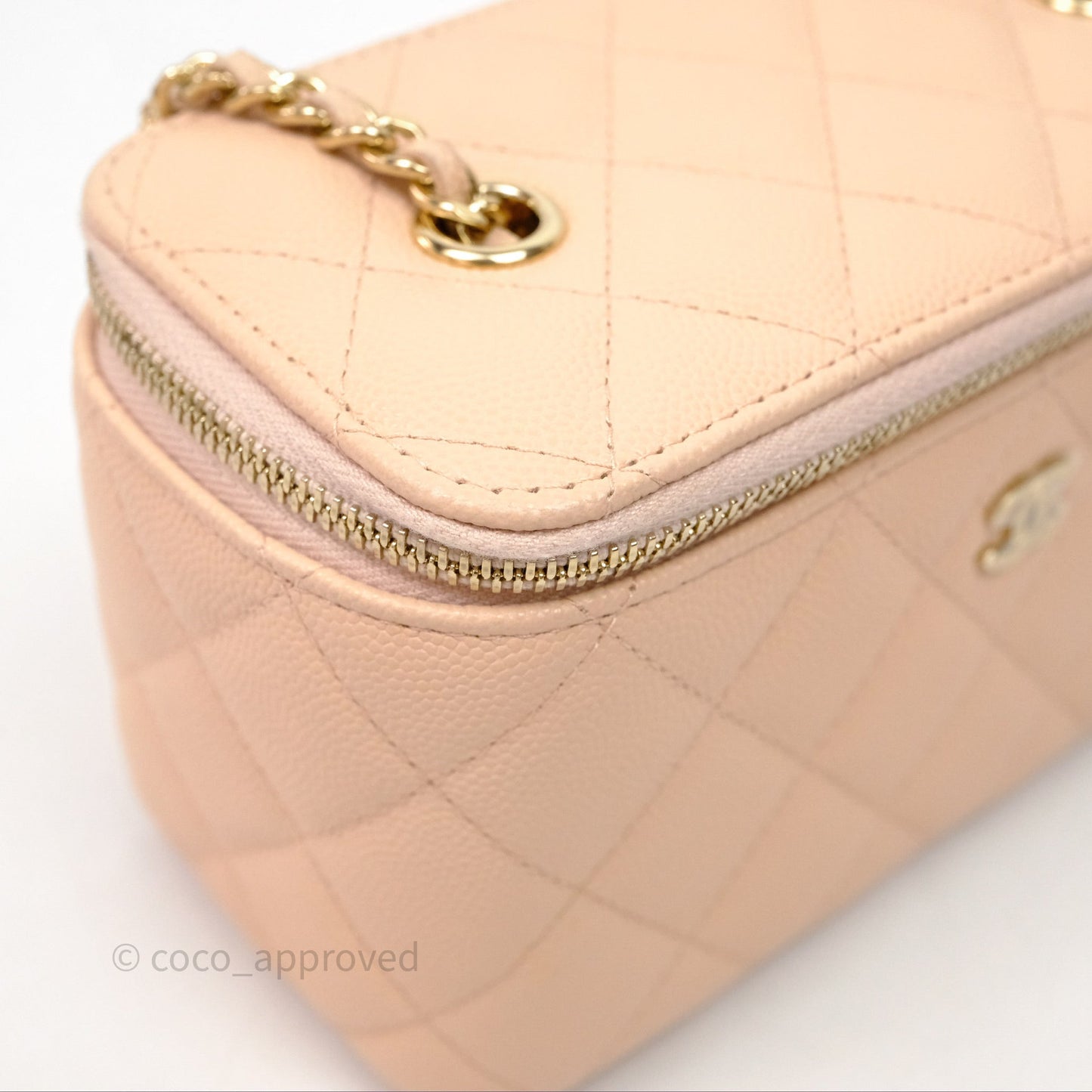 Chanel Vanity With Classic Chain Light Beige Caviar Gold Hardware