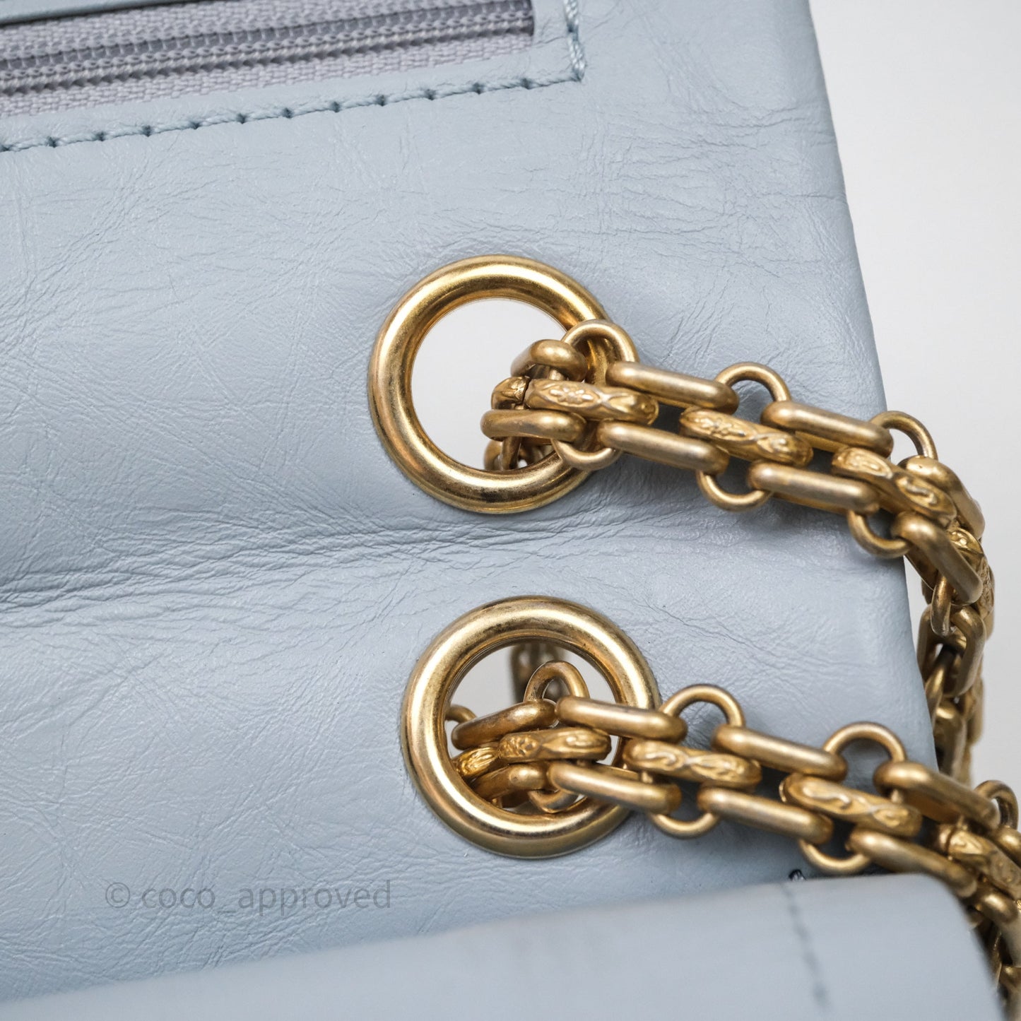 Chanel Reissue 225 Quilted Grey Blue Calfskin Aged Gold Hardware