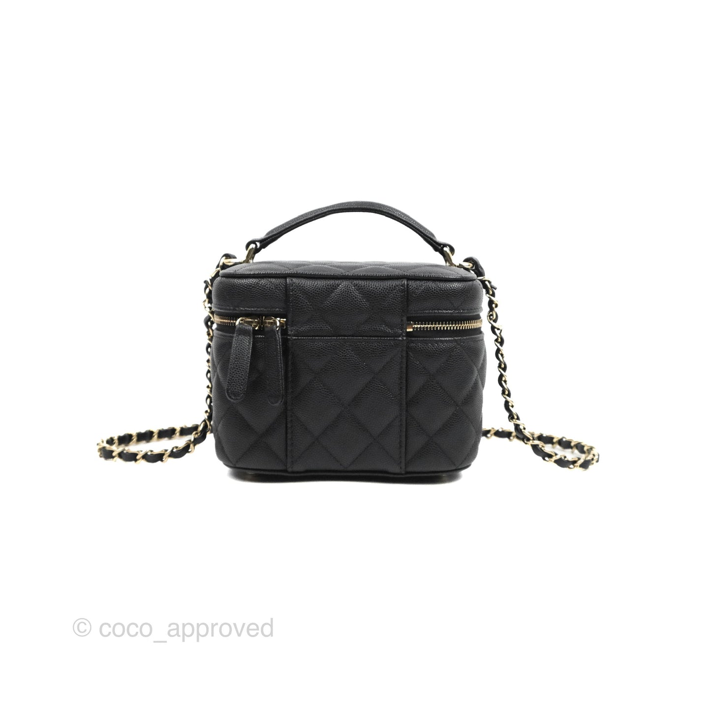 Chanel Top Handle Vanity with Chain Black Caviar Gold Hardware