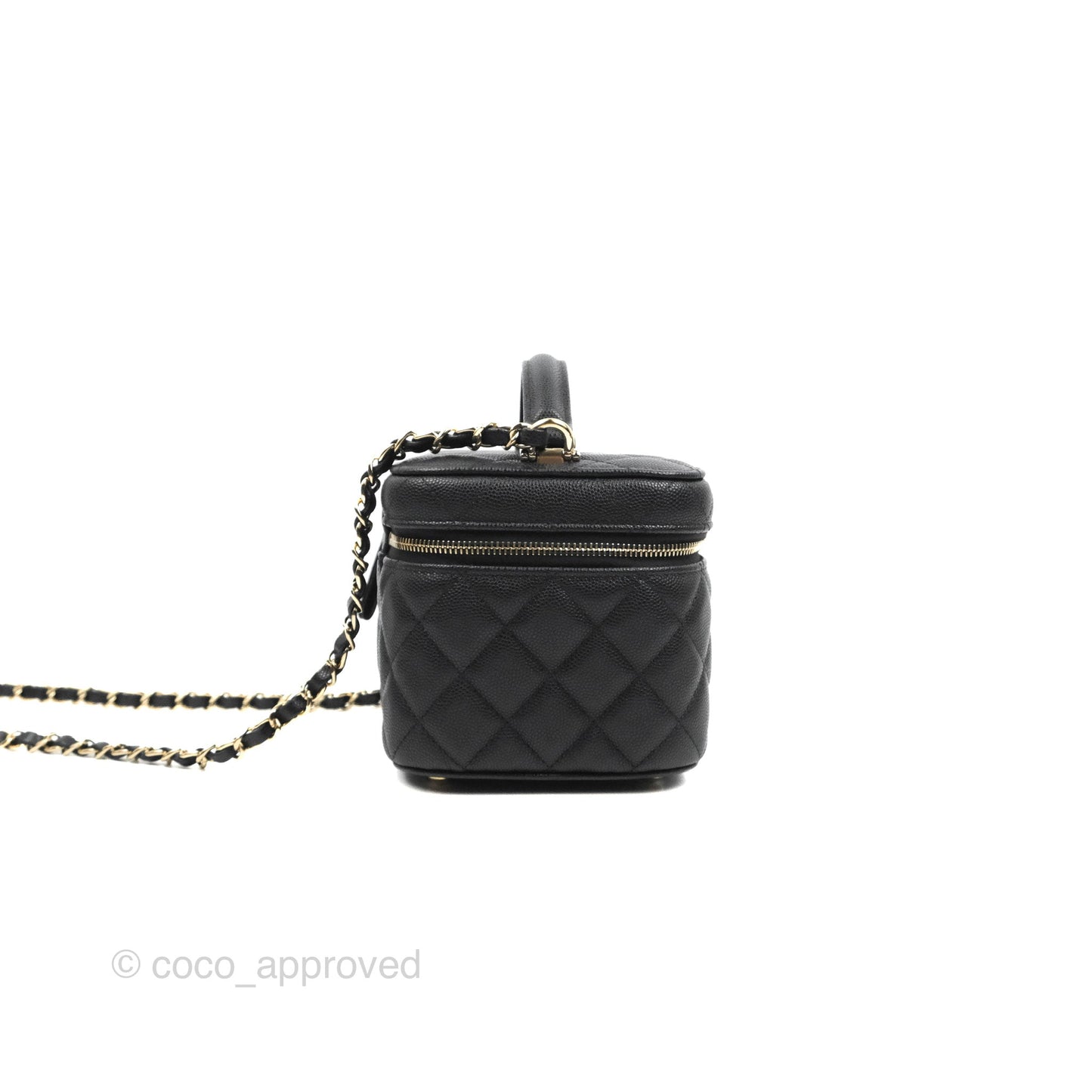 Chanel Top Handle Vanity with Chain Black Caviar Gold Hardware