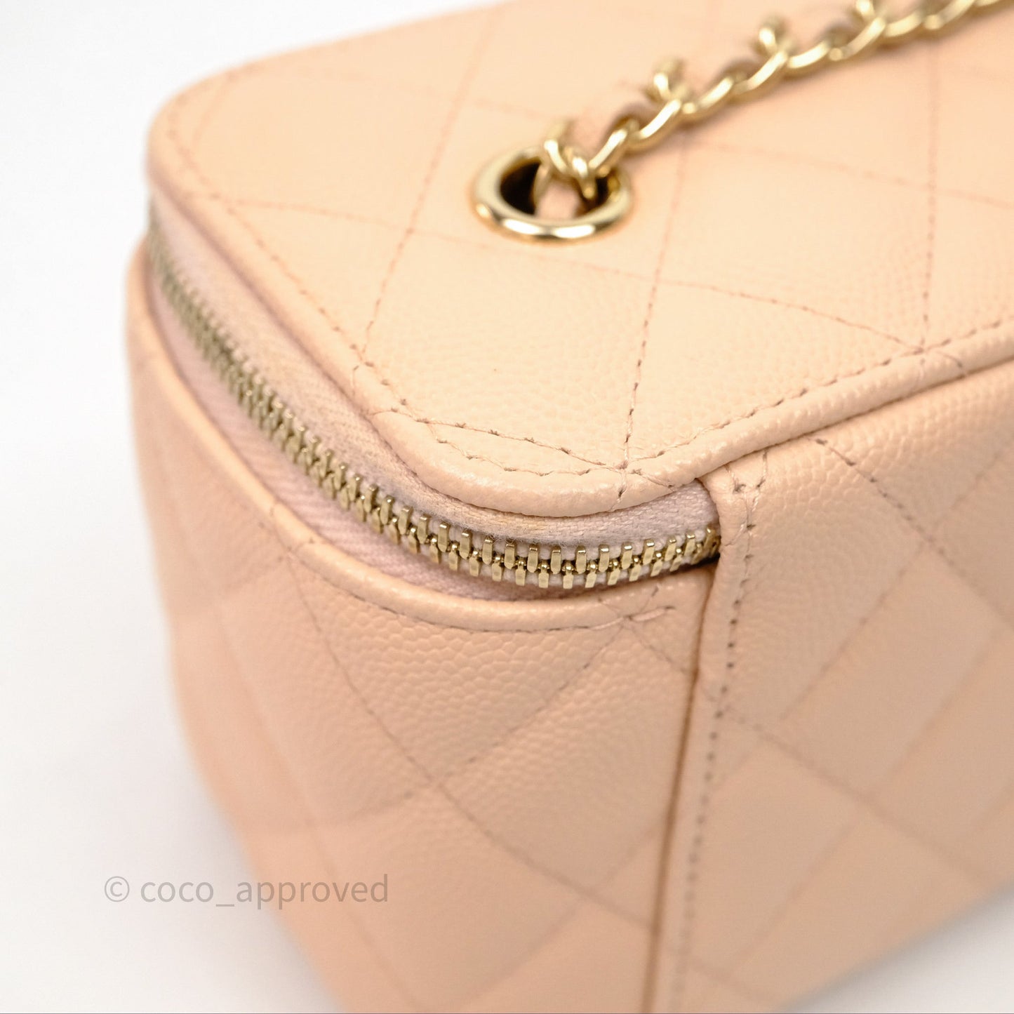 Chanel Vanity With Classic Chain Light Beige Caviar Gold Hardware