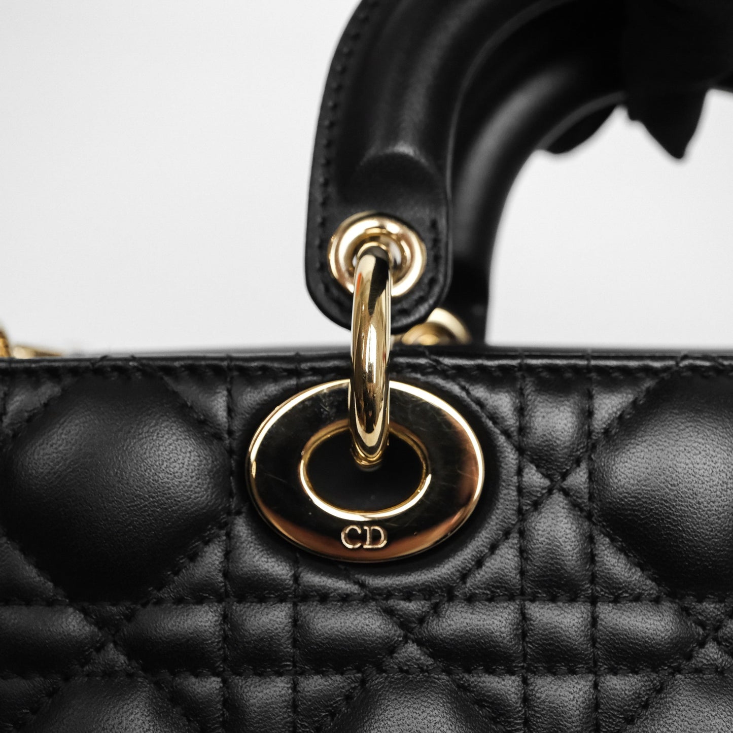 Christian Dior Small Lady D-Joy Bag Black Lambskin Cannage Gold Hardware