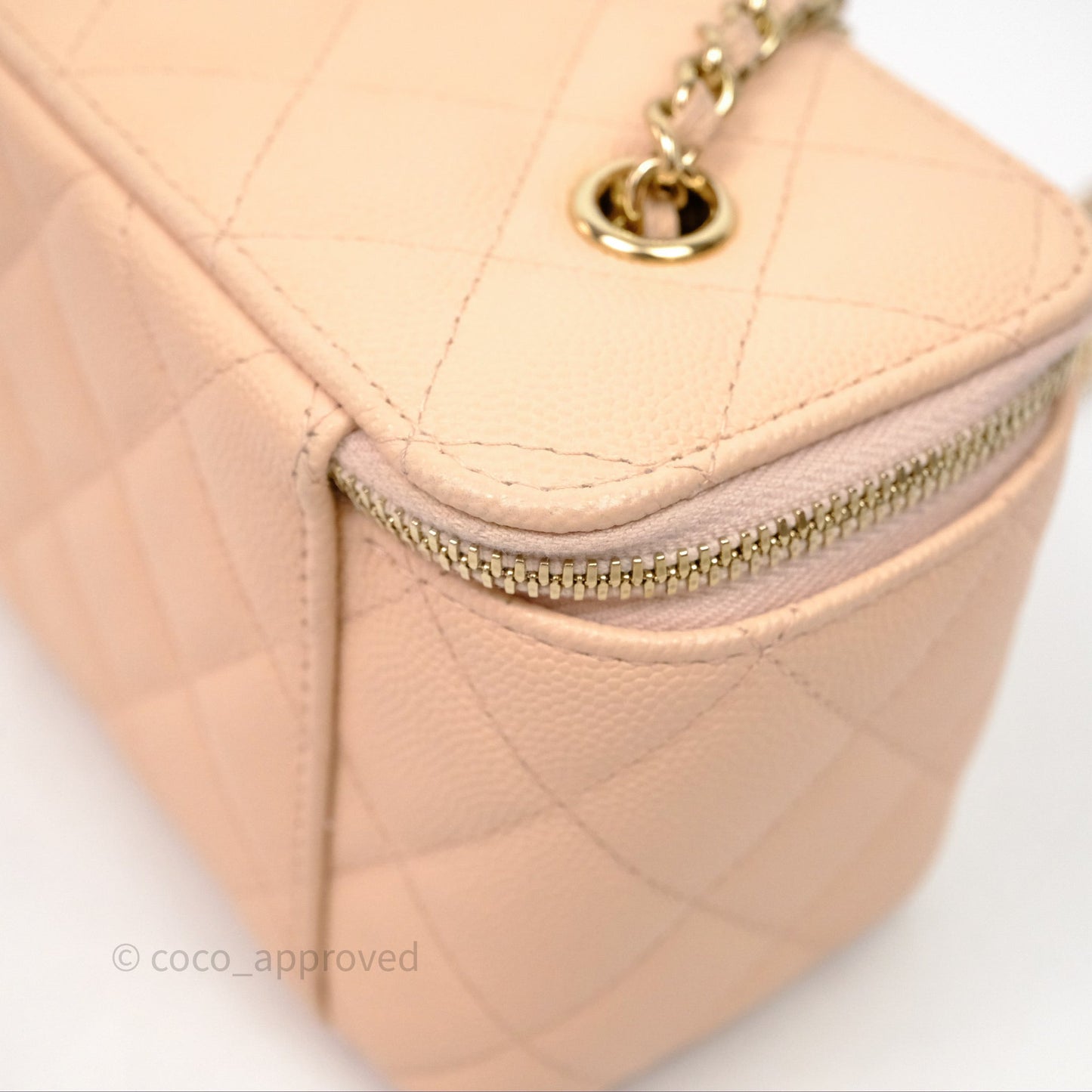 Chanel Vanity With Classic Chain Light Beige Caviar Gold Hardware