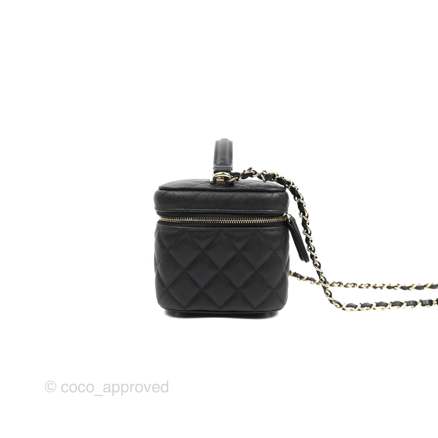 Chanel Top Handle Vanity with Chain Black Caviar Gold Hardware