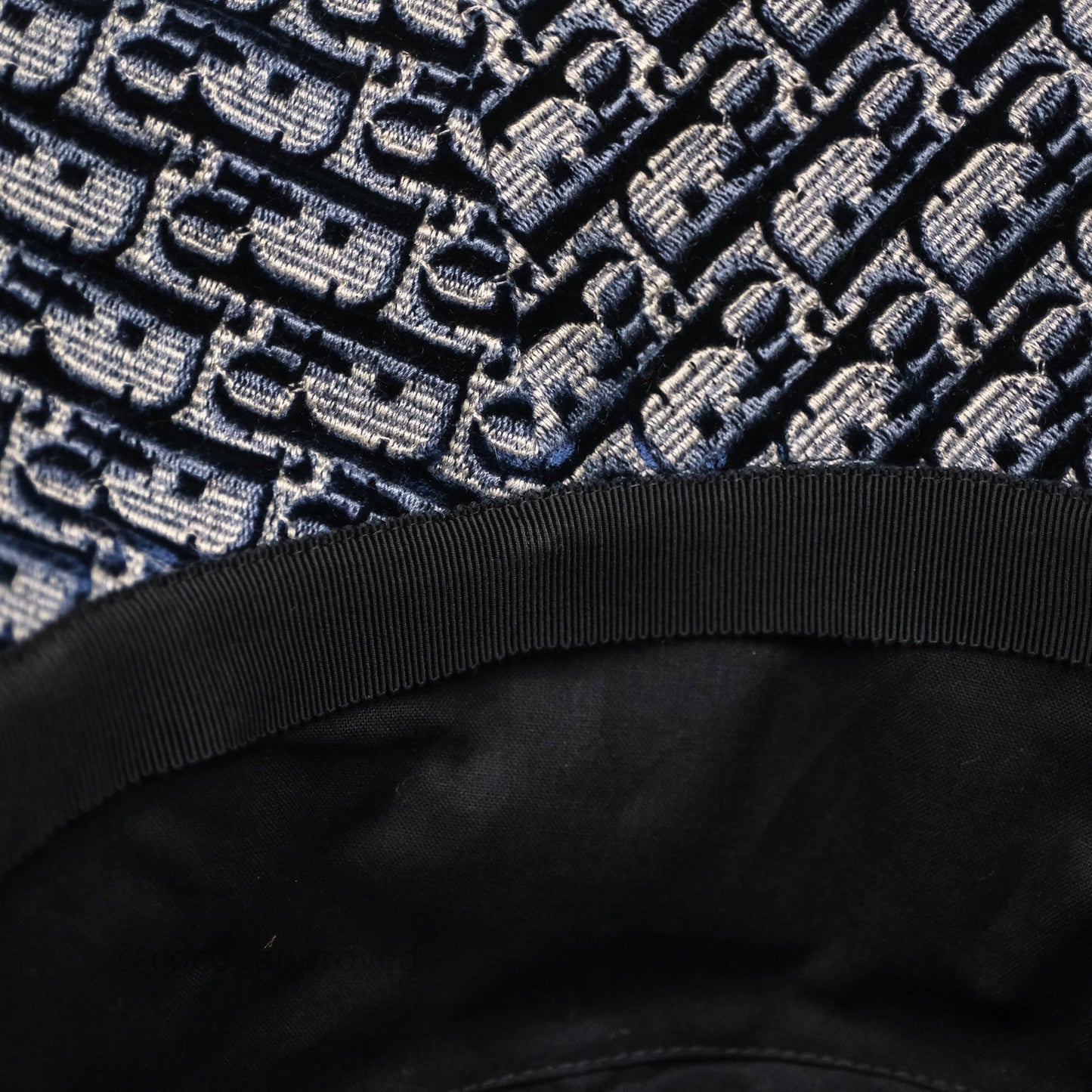 Christian Dior Navy Blue Oblique Jacquard Velvet Bucket Hat Size 58