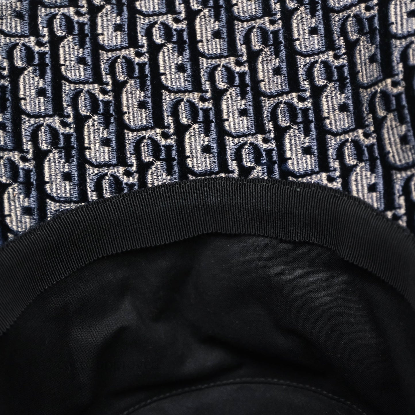 Christian Dior Navy Blue Oblique Jacquard Velvet Bucket Hat Size 58