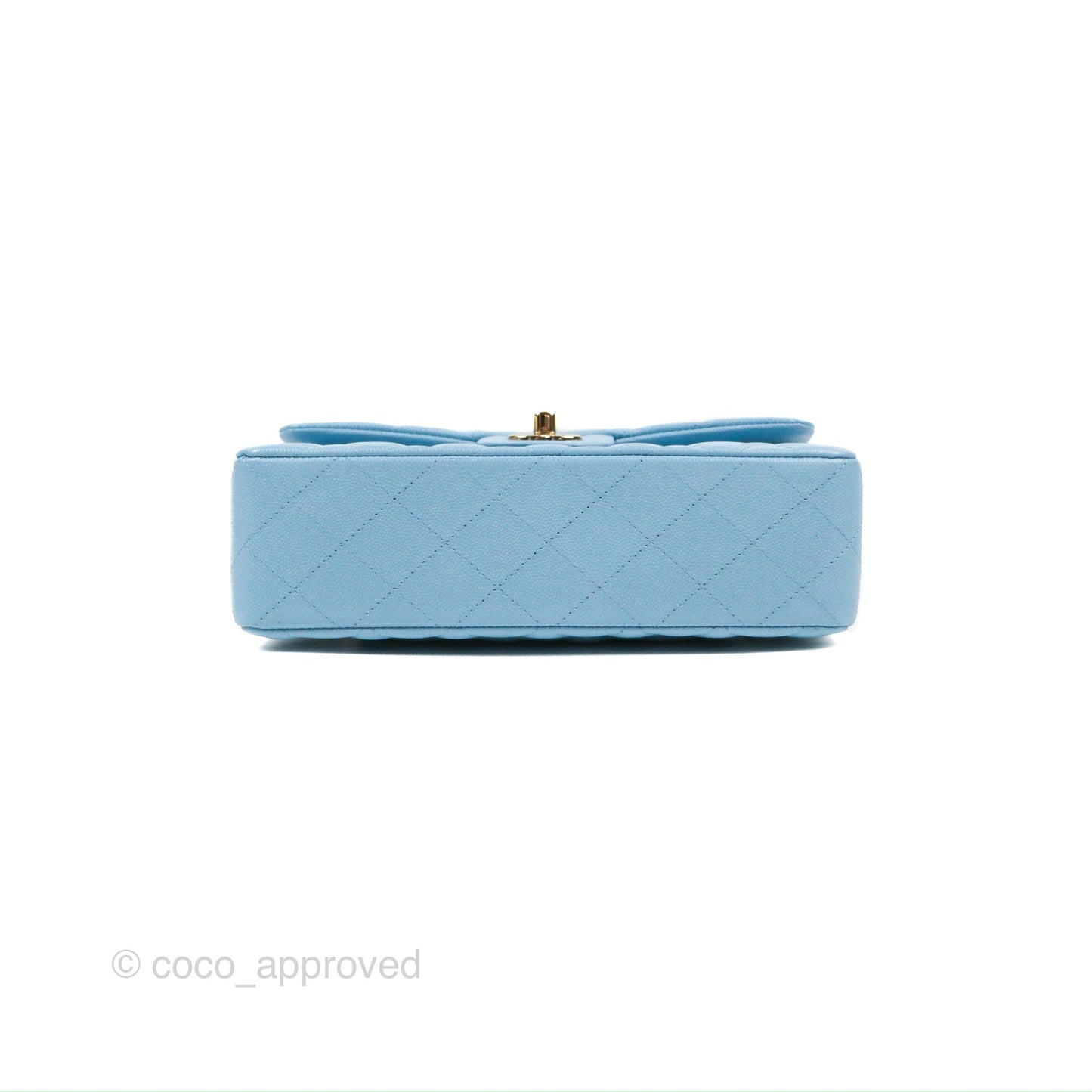 Chanel Small Classic Quilted Flap Light Blue Caviar Gold Hardware