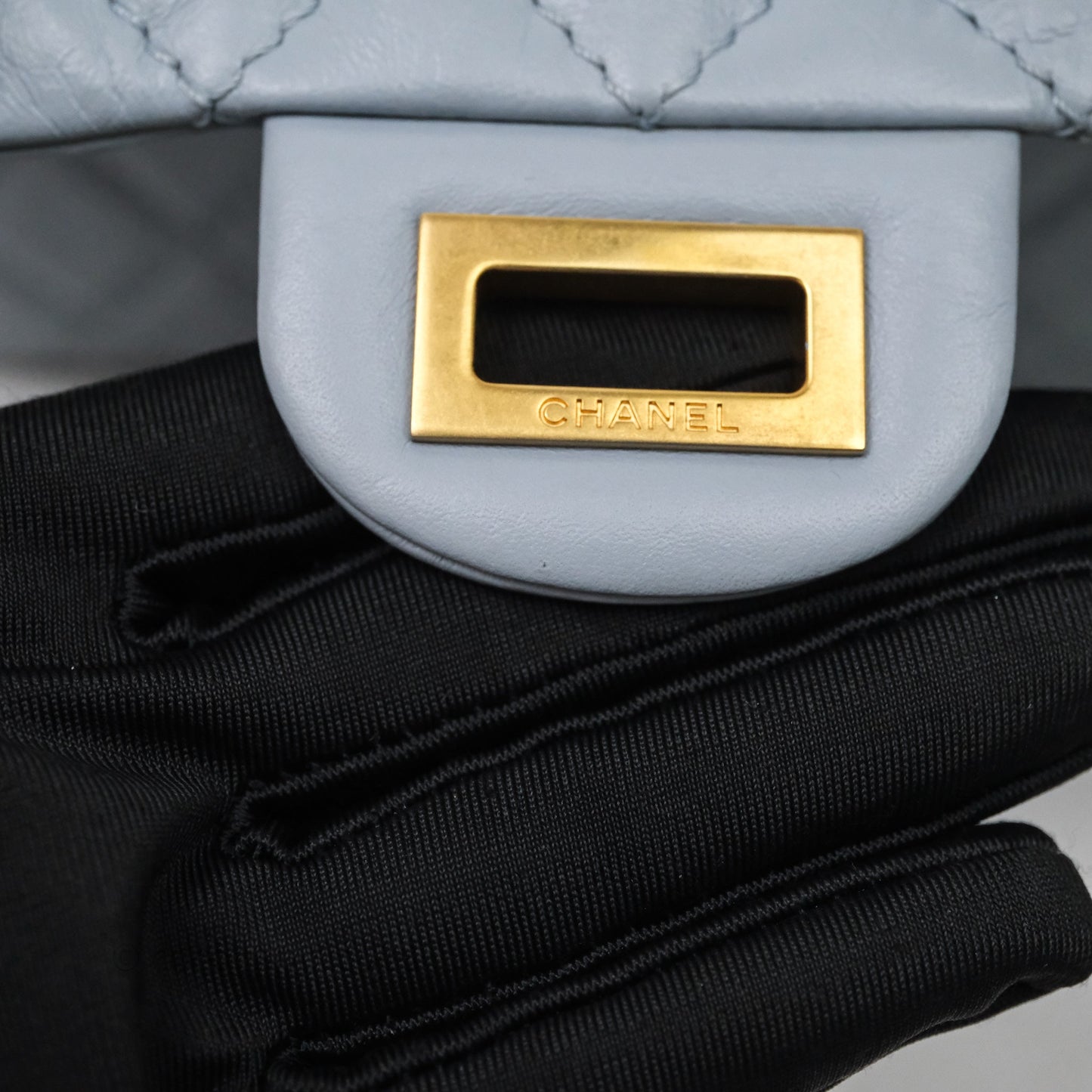 Chanel Reissue 225 Quilted Grey Blue Calfskin Aged Gold Hardware