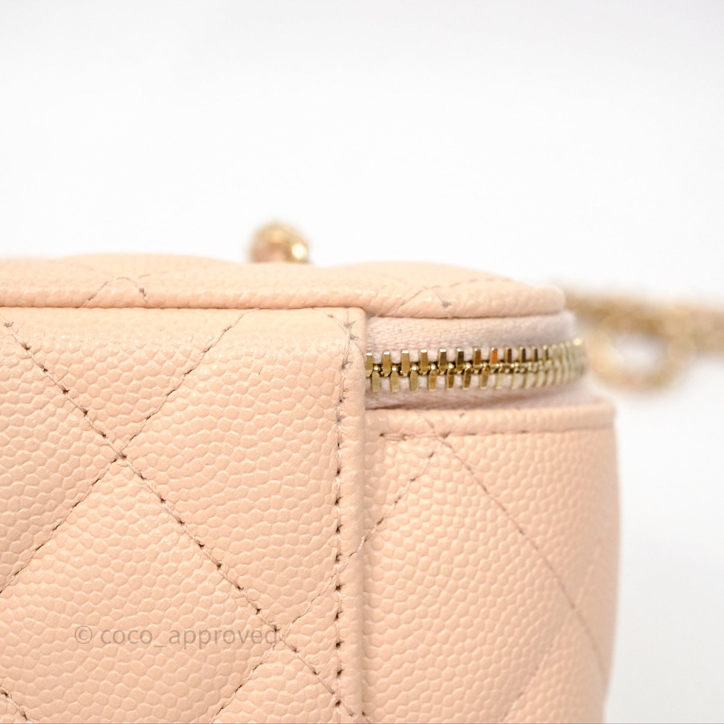 Chanel Vanity With Classic Chain Light Beige Caviar Gold Hardware