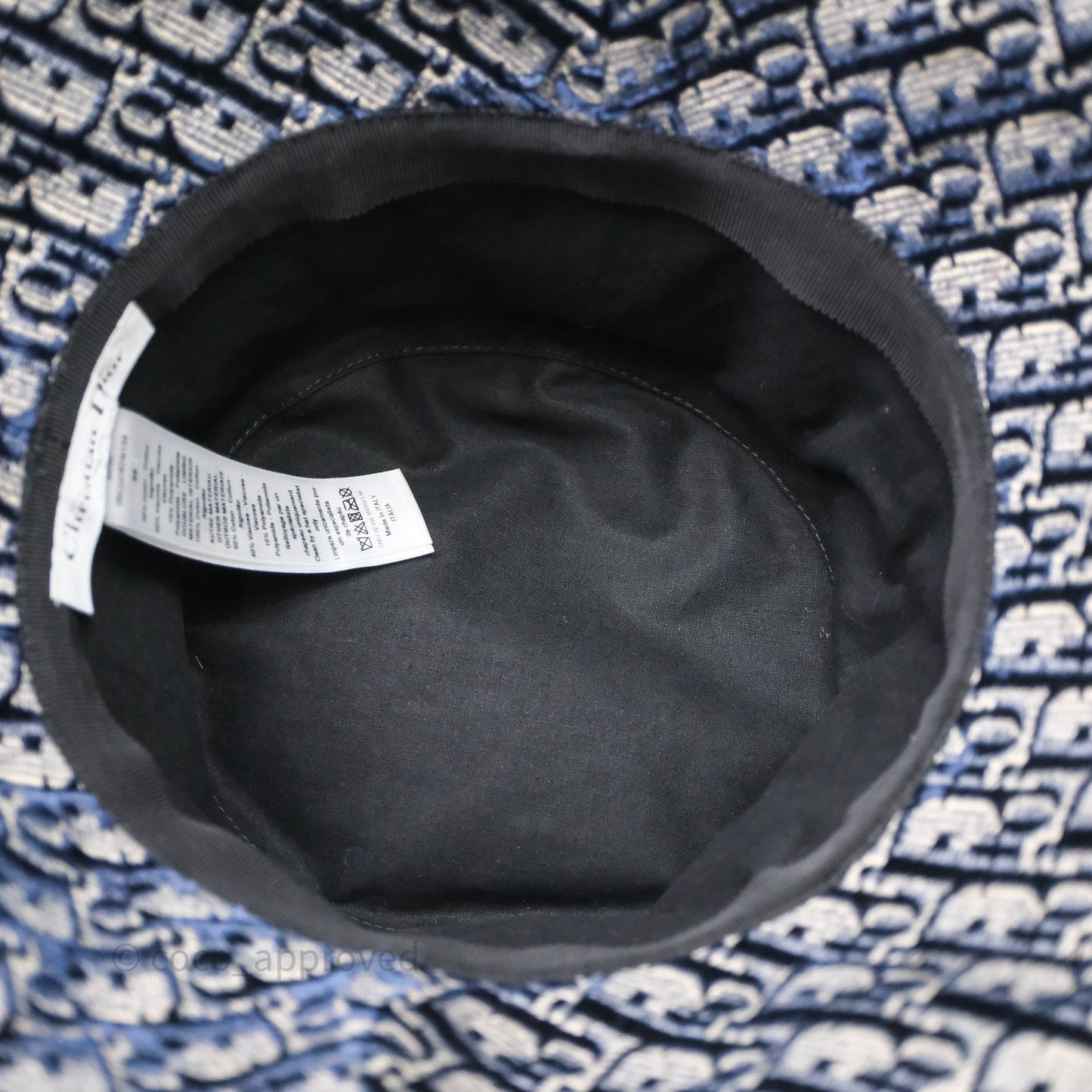 Christian Dior Navy Blue Oblique Jacquard Velvet Bucket Hat Size 58
