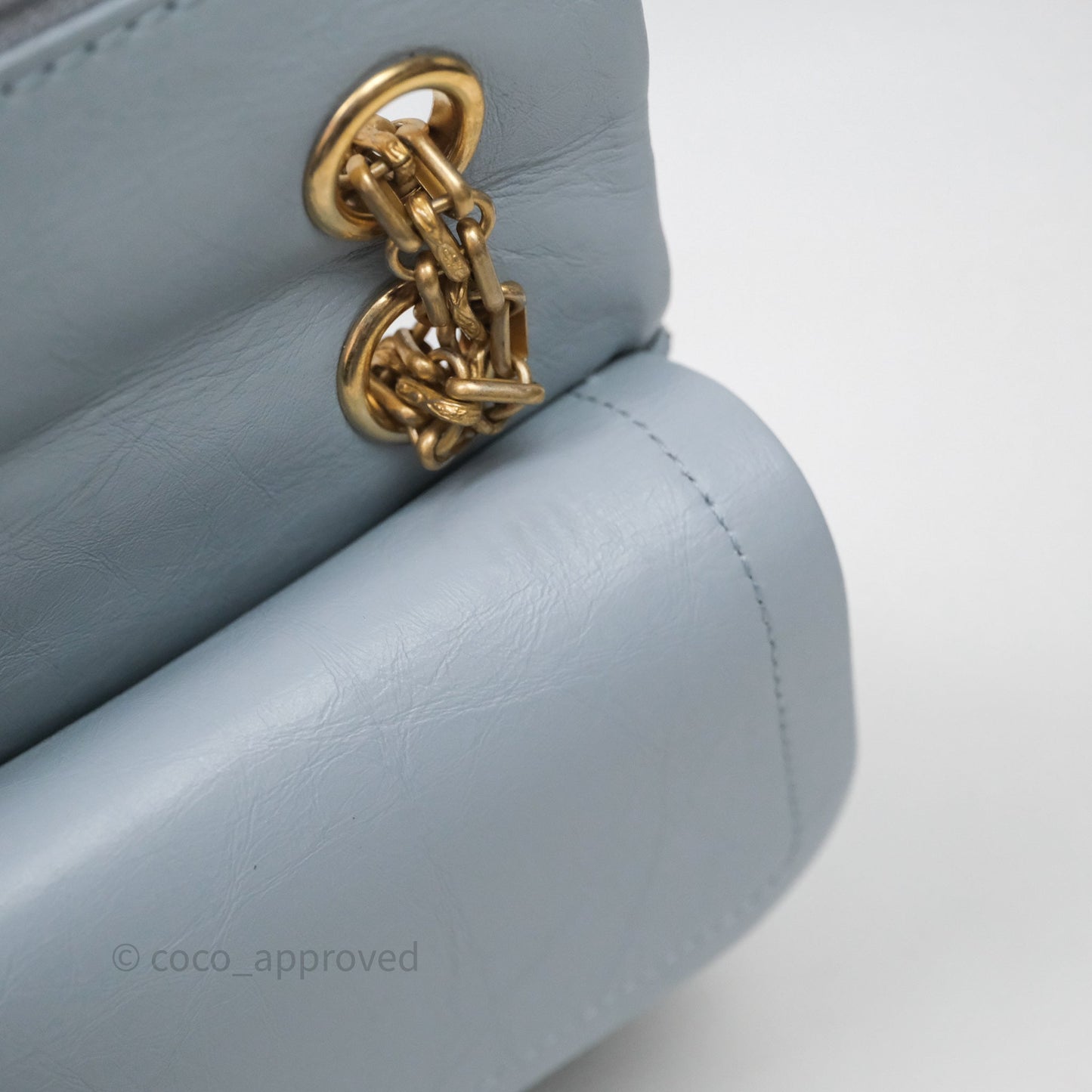 Chanel Reissue 225 Quilted Grey Blue Calfskin Aged Gold Hardware