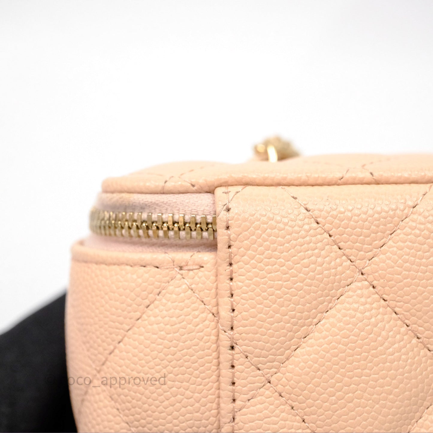 Chanel Vanity With Classic Chain Light Beige Caviar Gold Hardware