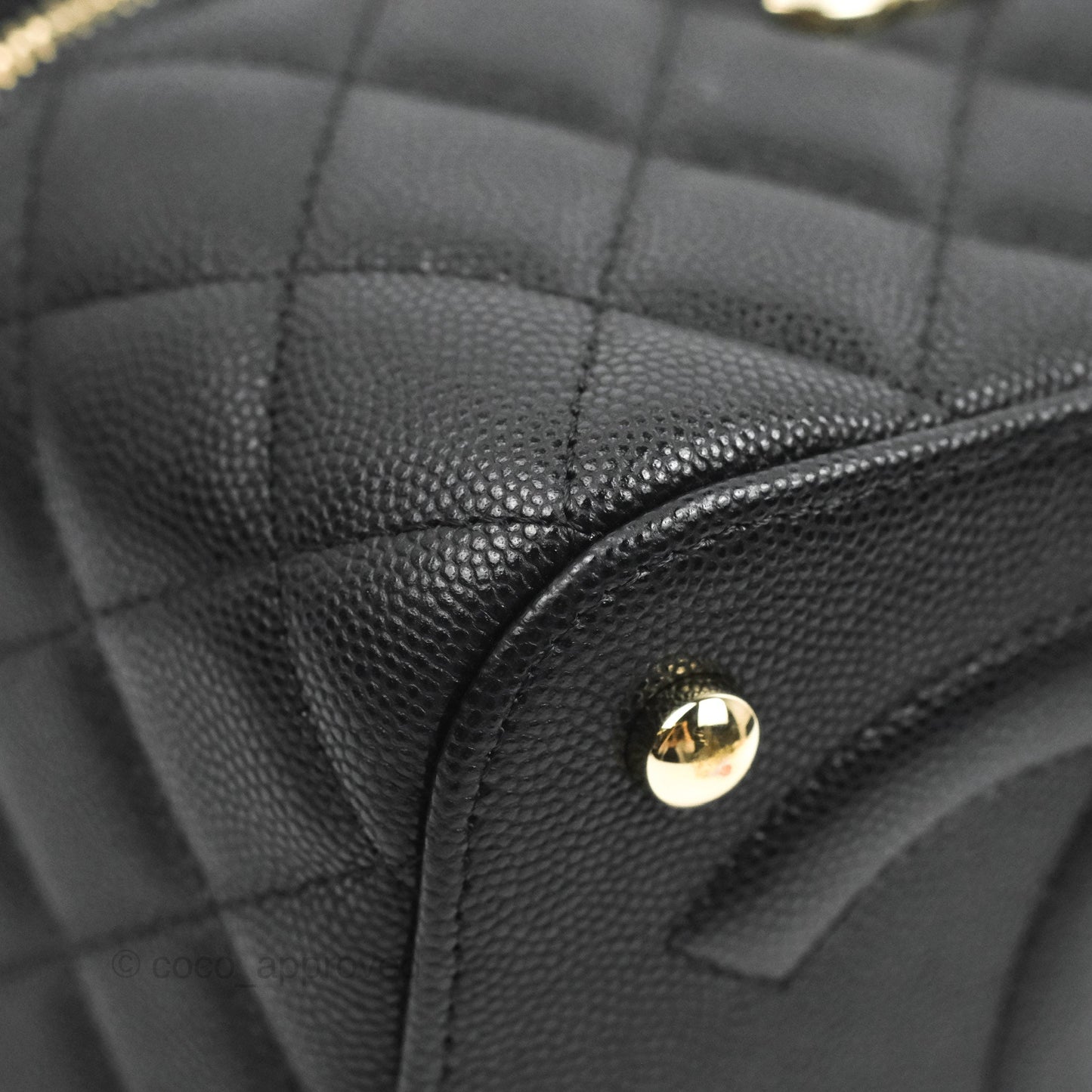 Chanel Top Handle Vanity with Chain Black Caviar Gold Hardware