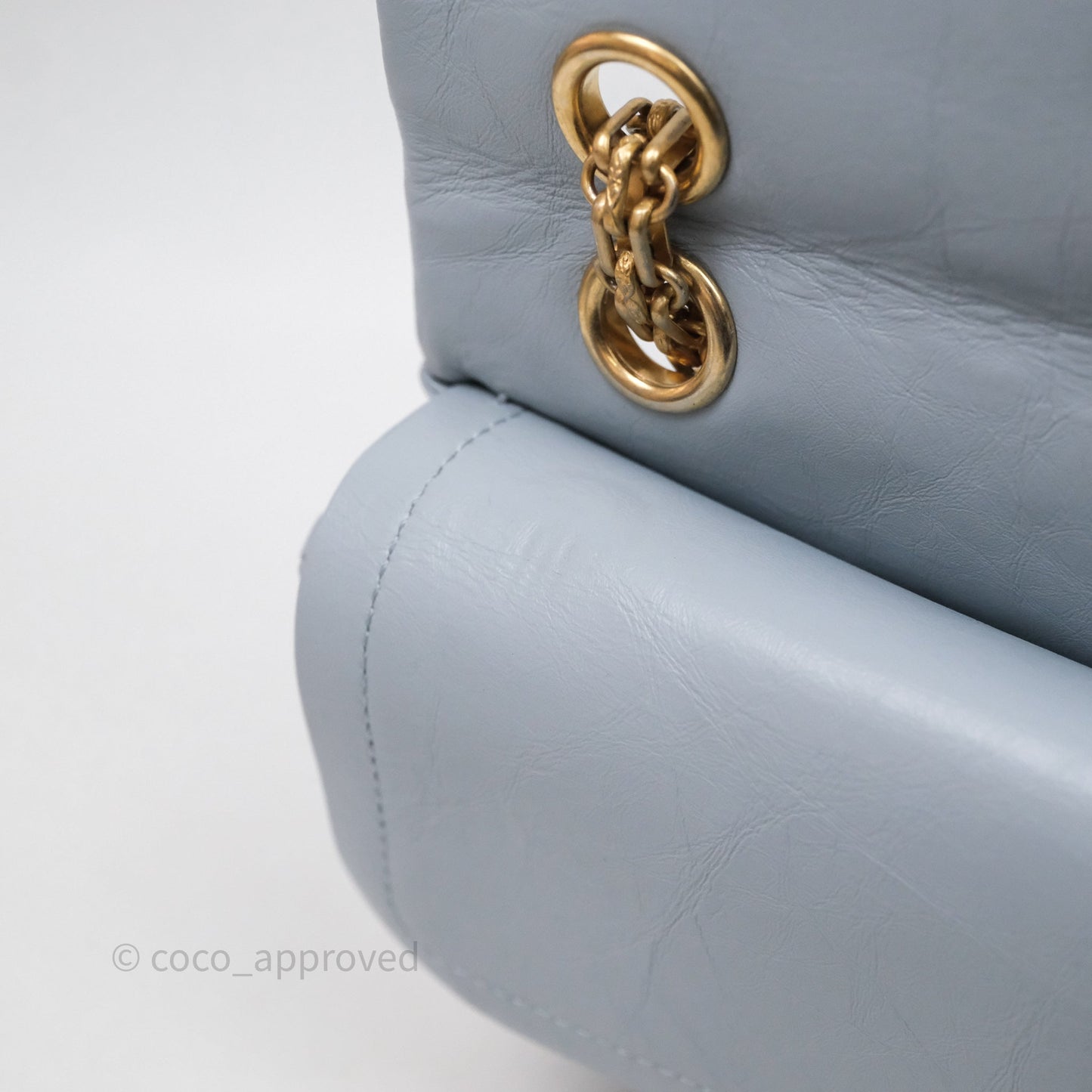 Chanel Reissue 225 Quilted Grey Blue Calfskin Aged Gold Hardware
