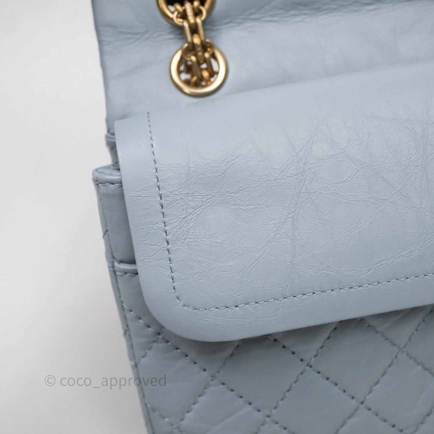 Chanel Reissue 225 Quilted Grey Blue Calfskin Aged Gold Hardware
