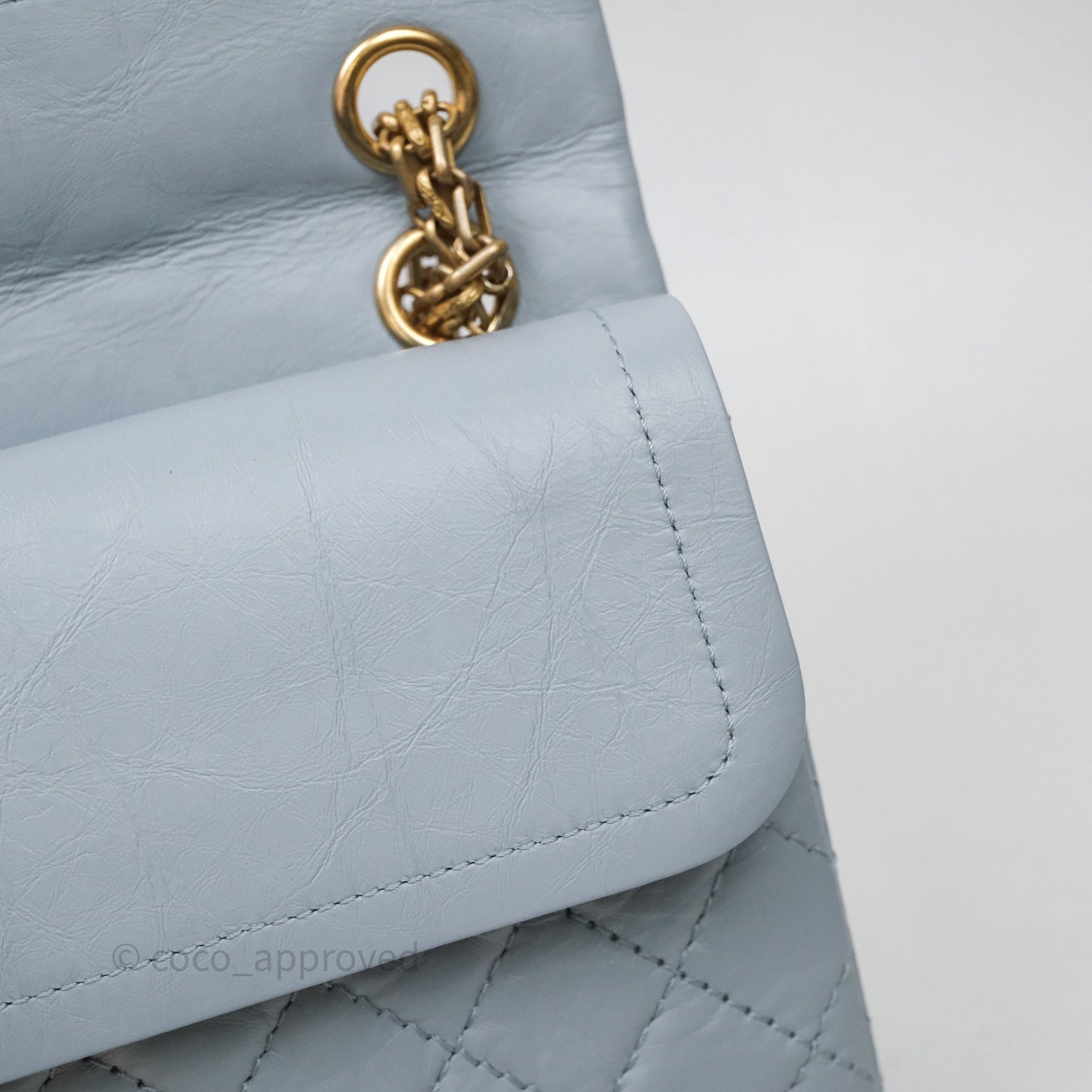 Chanel Reissue 225 Quilted Grey Blue Calfskin Aged Gold Hardware