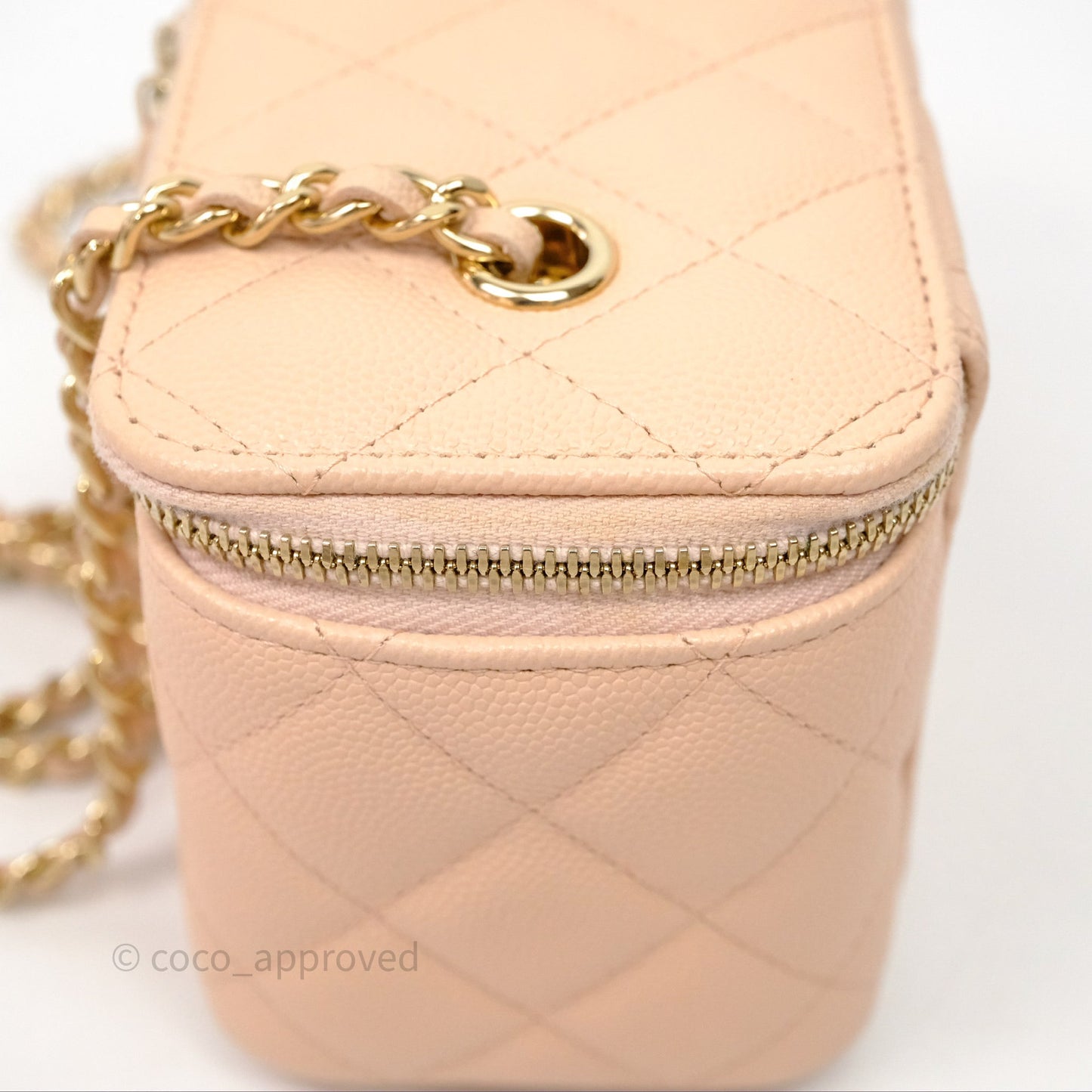 Chanel Vanity With Classic Chain Light Beige Caviar Gold Hardware